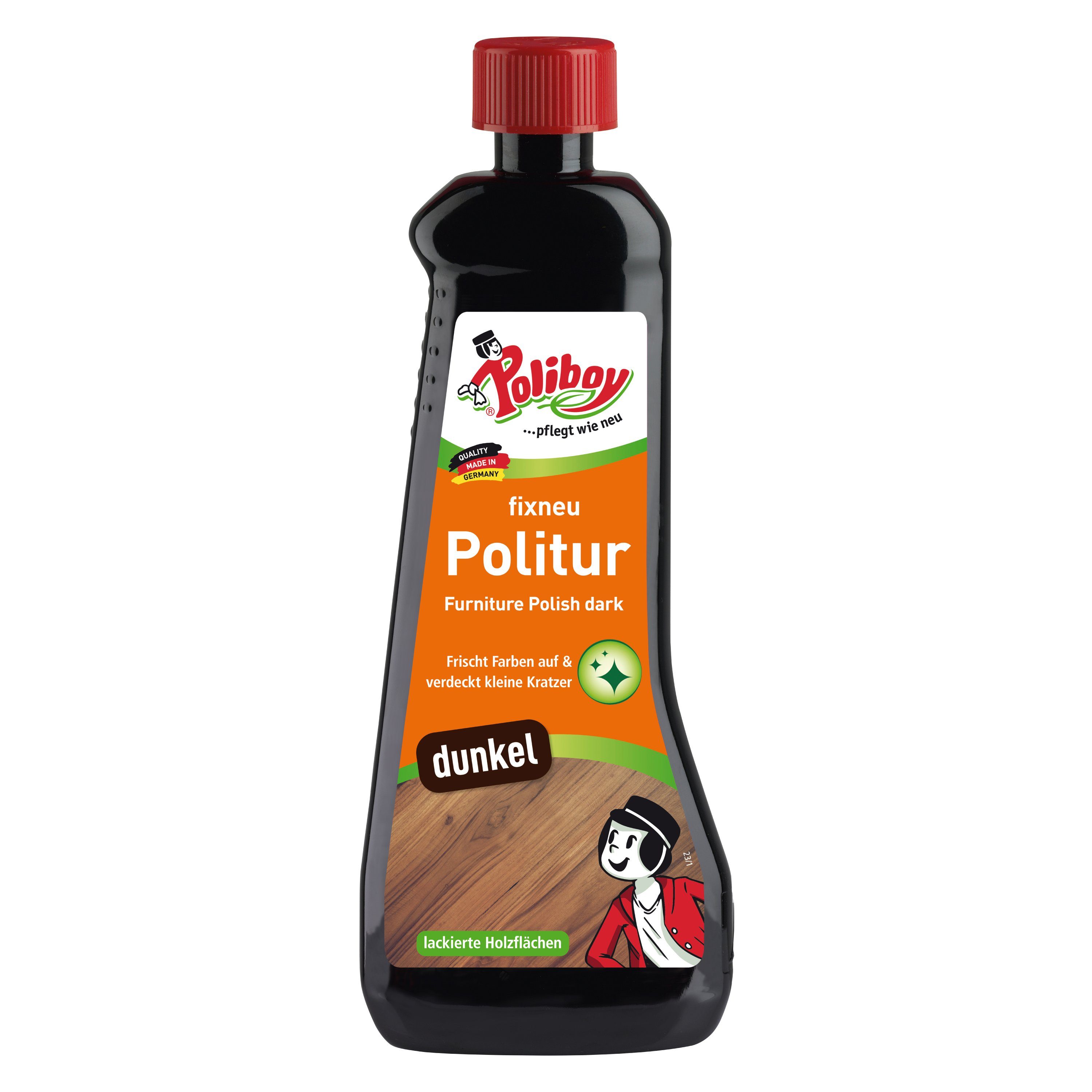 poliboy Fixneu Möbelpolitur dunkel - 500 ml Möbelreiniger (für dunkle Oberflächen - Made in Germany)