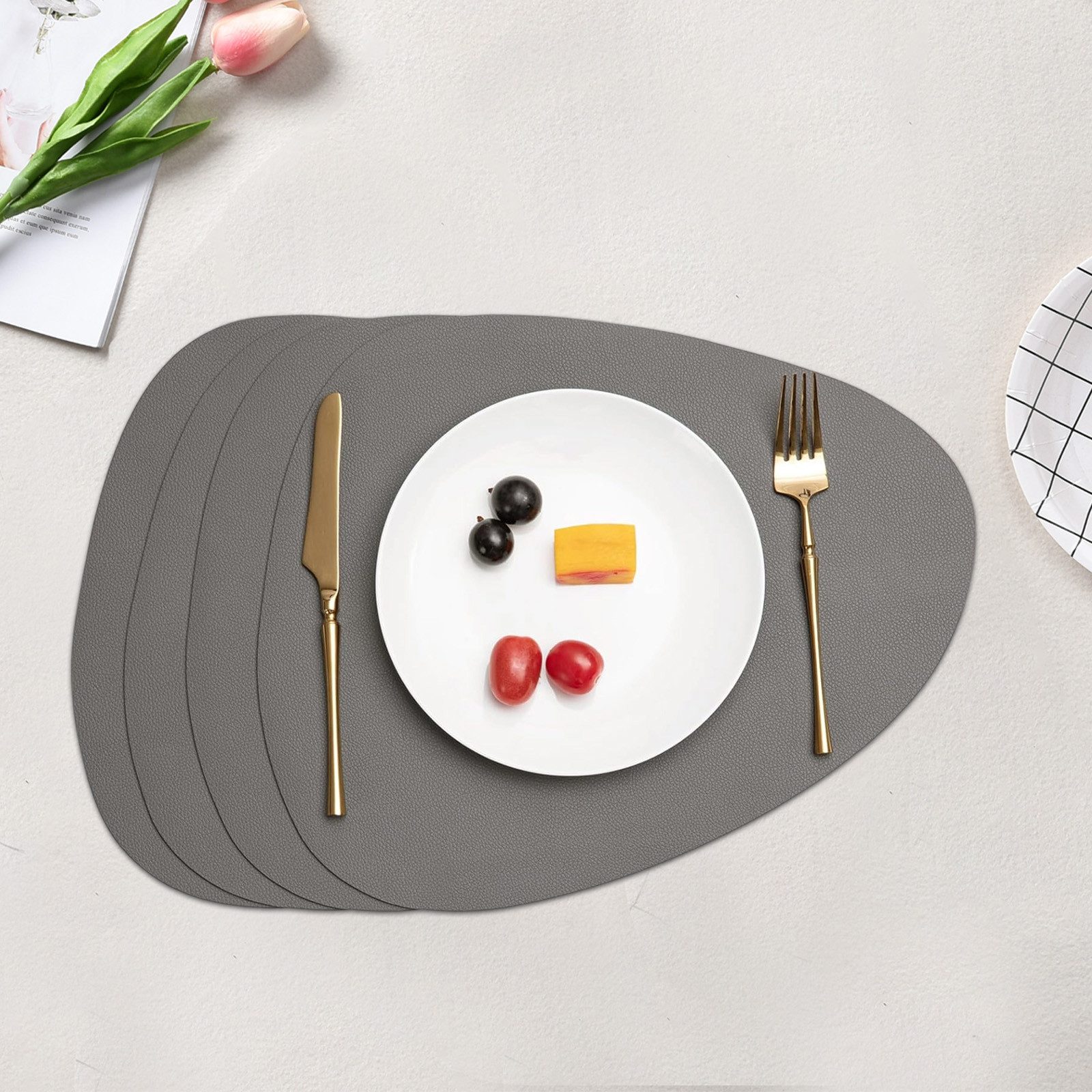 OKWISH Platzset Tischsets Kunstleder Platzdeckchen Platz-Matten, (Tischdeko günstig online kaufen