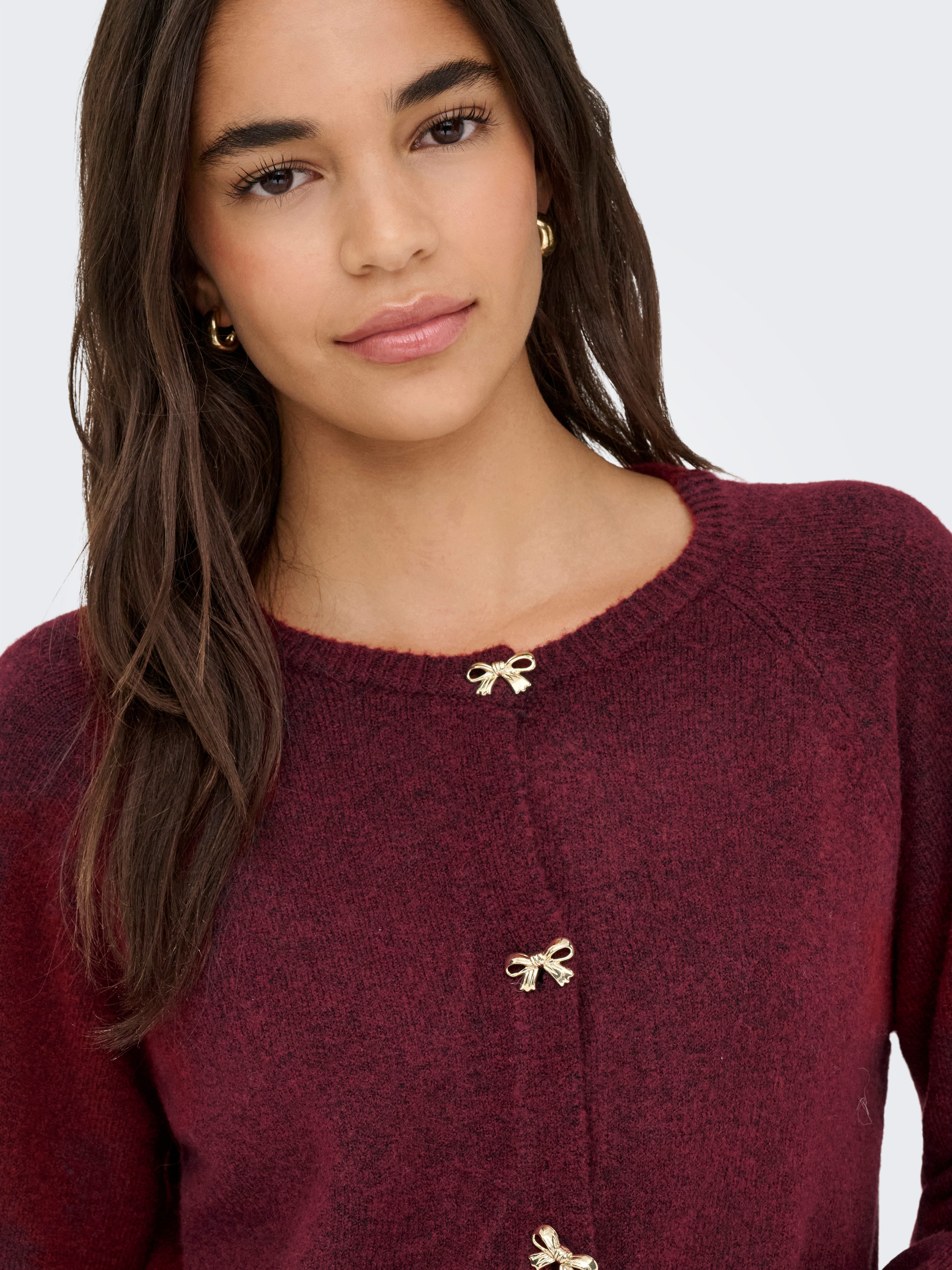 ONLY Strickjacke ONLTORINO LS BUTTON O-NECK CARDIG EX KNT mit tollen Schlei günstig online kaufen