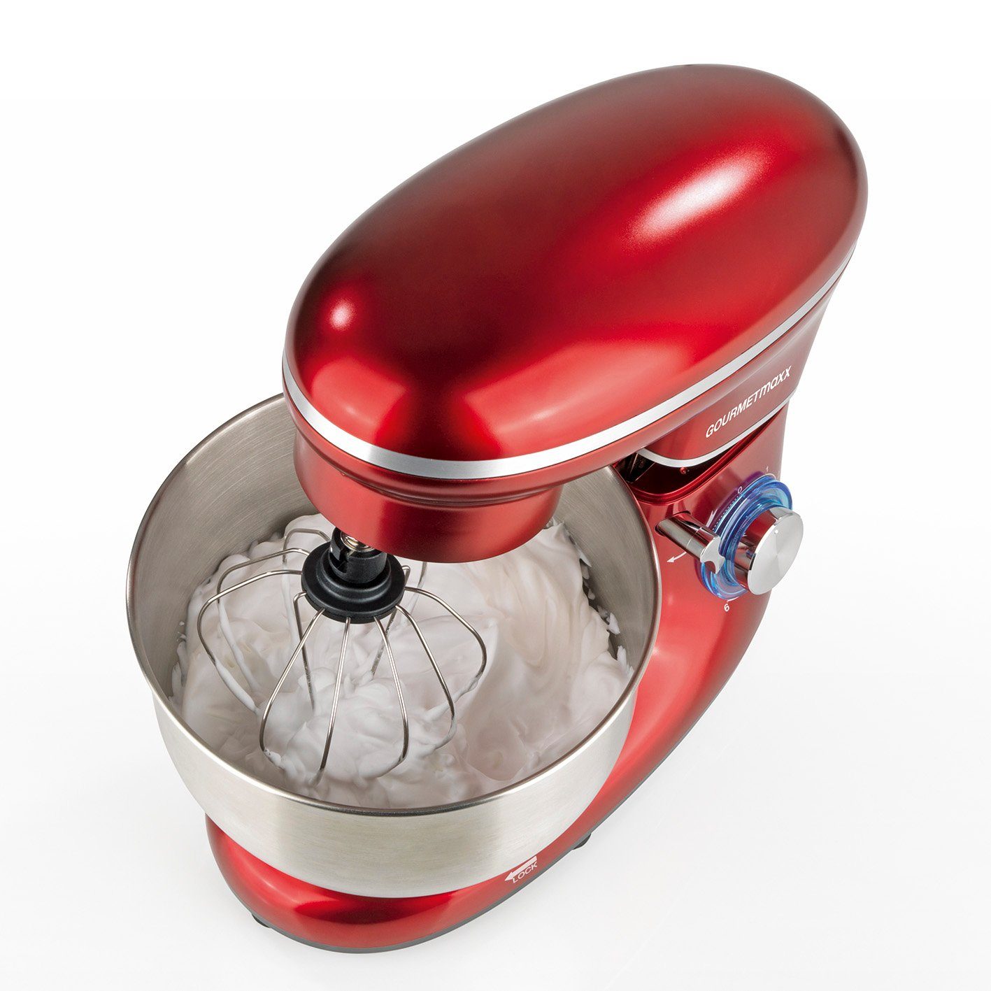GOURMETmaxx Küchenmaschine Rührgerät - 6 Teigmixer, Geschwindigkeitsstufen Rot