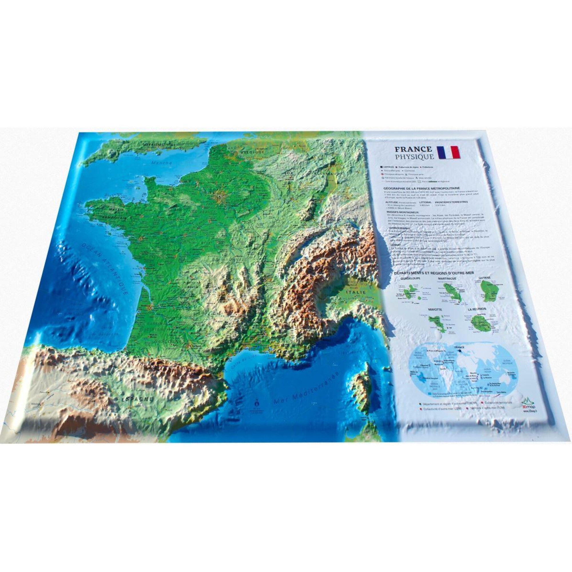 3Dmap Globus 3Dmap Landkarte La France Physique (petite)
