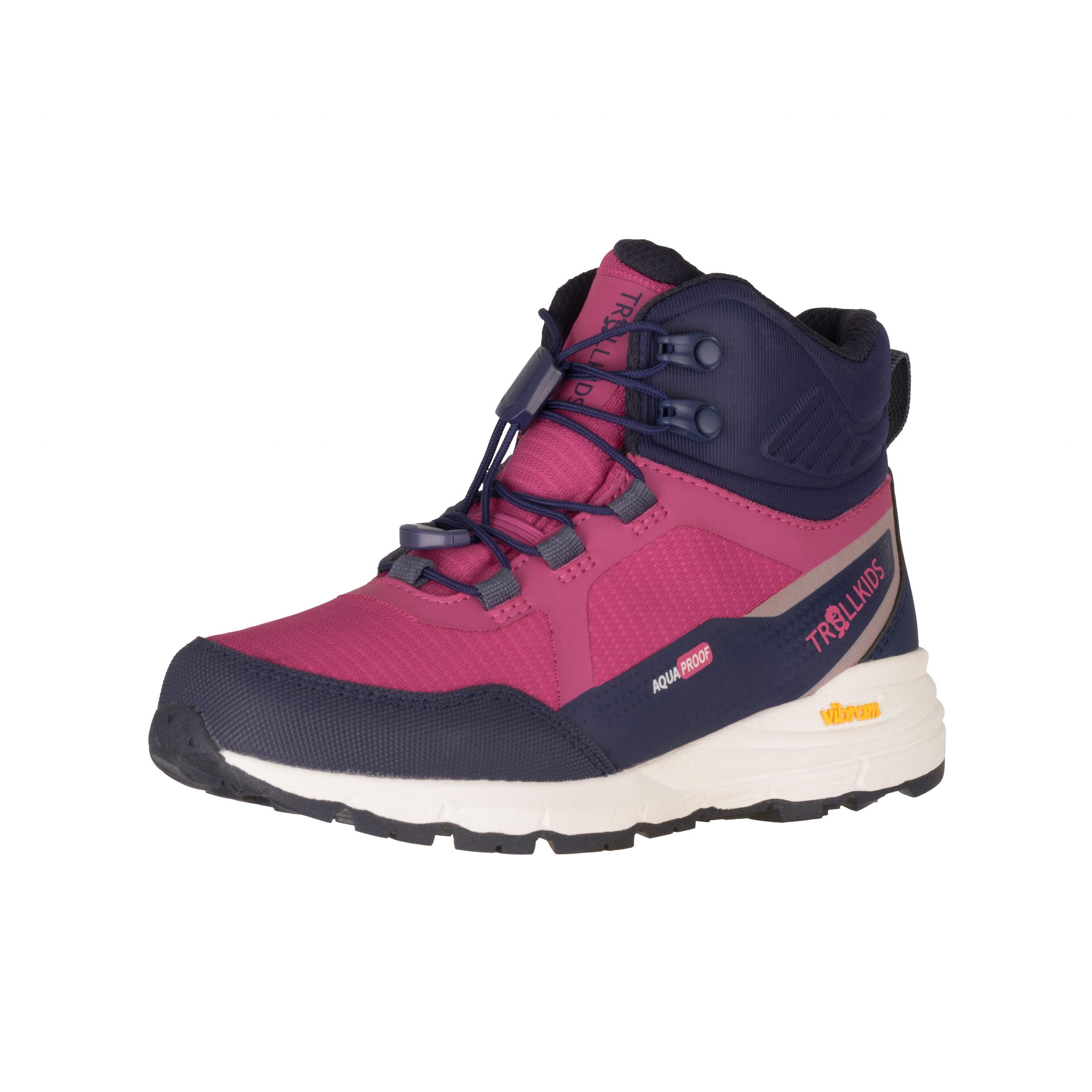 TROLLKIDS KIDS SKARVAN HIKER MID XT Outdoorschuh wasserdicht, Vibram Sohle, Schnellverschluss, reflektierende Details