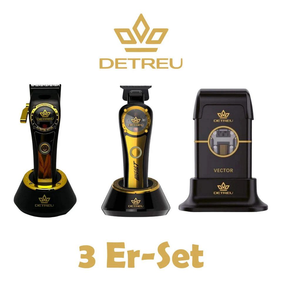 Detreu Haarschneider Detreu 3er Set, Wahlweise erhältlich als Einzelgerät (Clipper / Trimmer / Shaver), Magnetische Kammaufsätze mit zwei starken Magneten für perfekten Halt