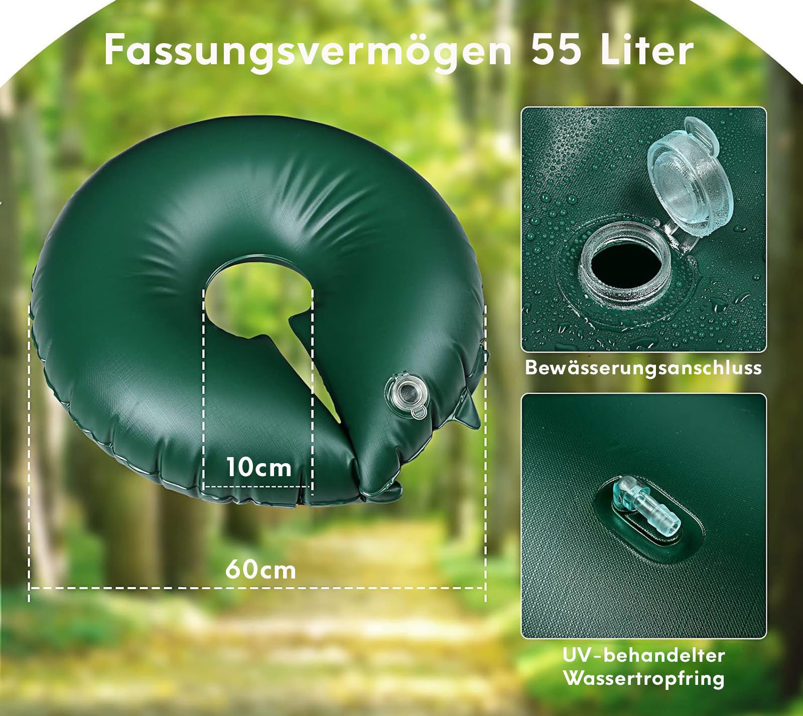 WESTMANN Bewässerungssystem Humida S, (1-tlg), Stabile Kunststofffolie, Bewässerungsd. 5-8 Stunden, LxBxH 60x60x20cm