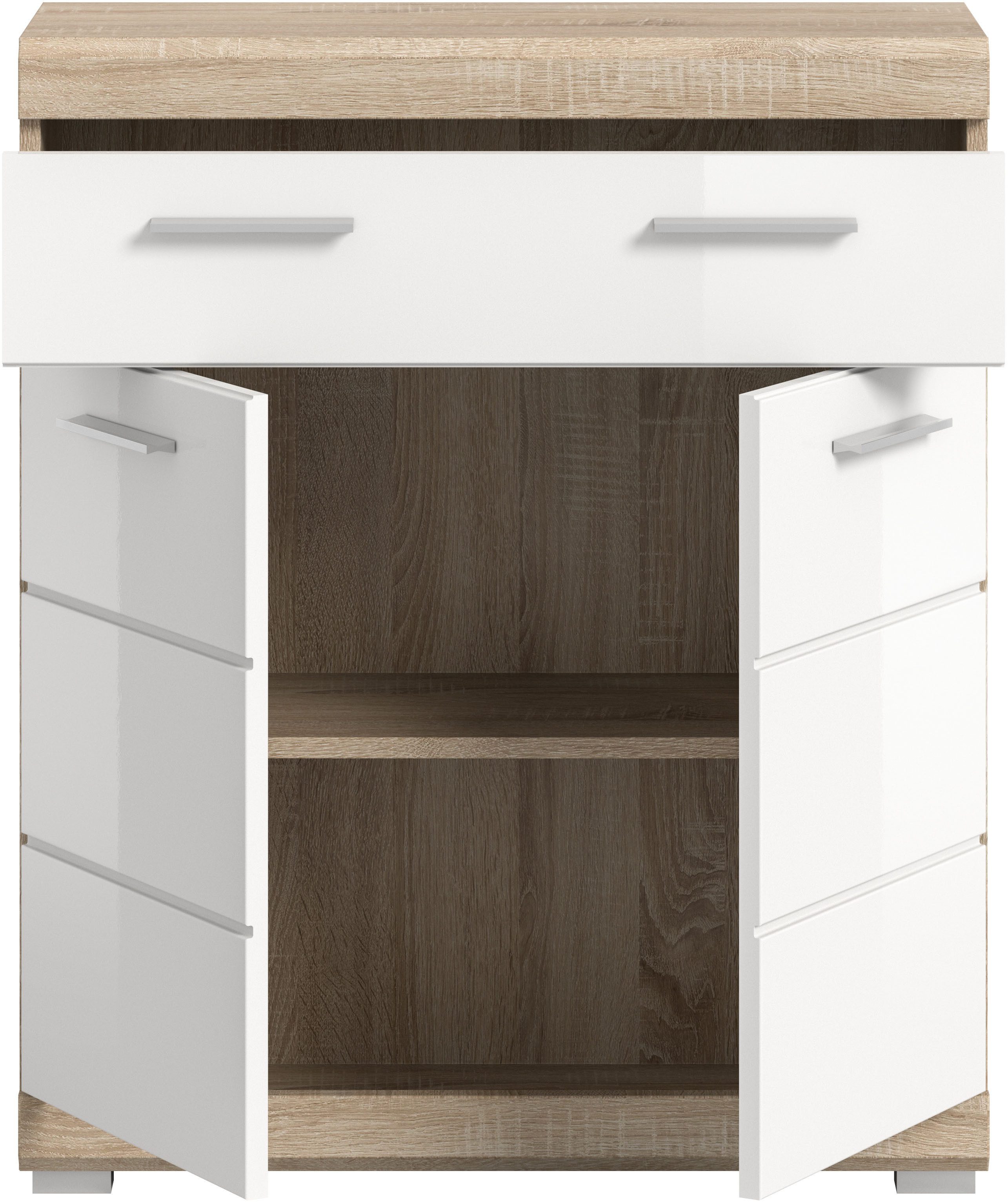 welltime Unterschrank SIENA, Breite 74cm, 2 Tür, 1 Schubkasten, 2 Fächer, MDF-Front (TOPSELLER) in verschiedenen Farben erhältlich, Badmöbel, Badschrank, Kommode, Bad