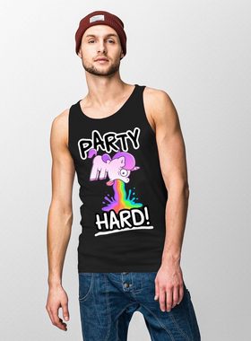 MoonWorks Tanktop Herren Tanktop Party Hard kotzendes Einhorn Feiern Saufen Fun-Shirt Spruch lustig Muscle Shirt Achselshirt Moonworks® mit Print