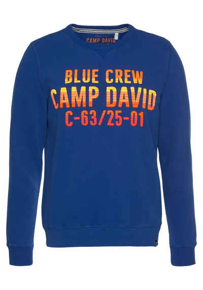 CAMP DAVID Sweatshirt mit großer Logostickerei