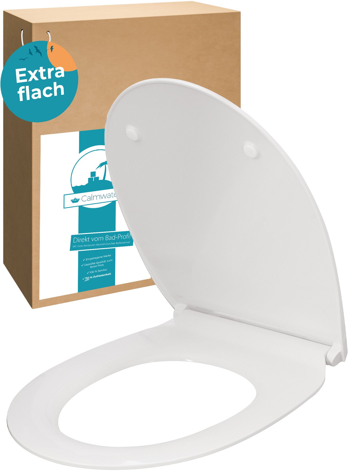 Calmwaters WC-Sitz Extra Flach, Slim, Absenkautomatik, Abnehmbar, Montage von oben, 26LP3163