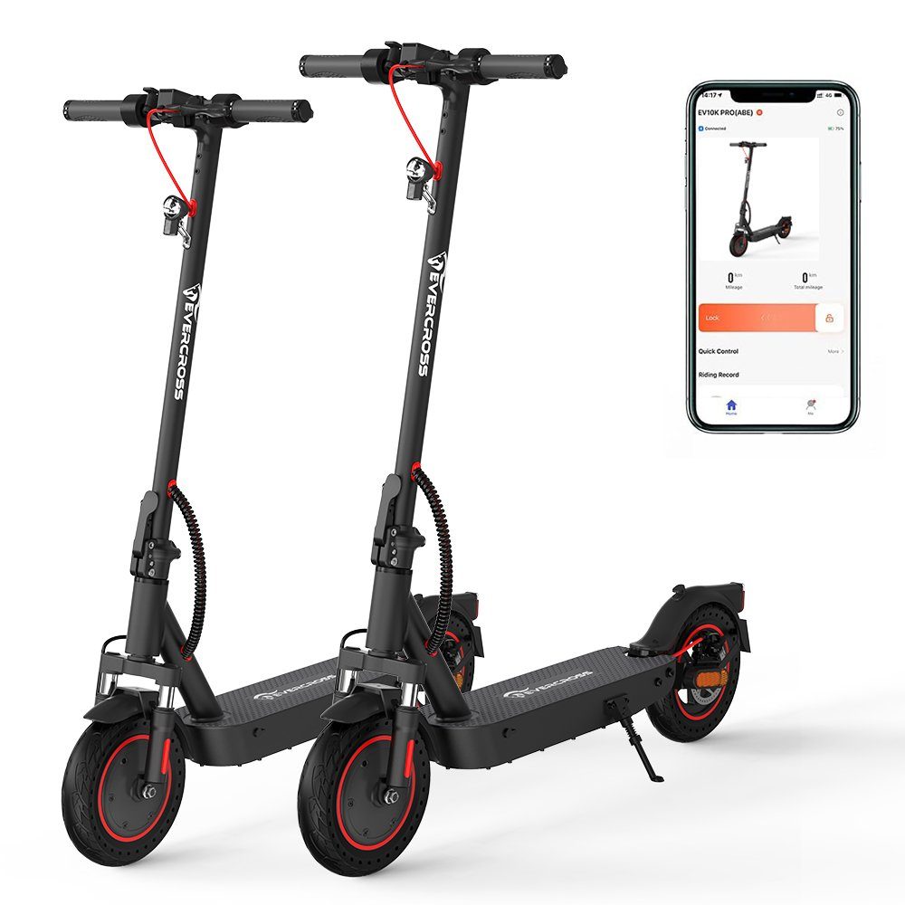 Evercross E-Scooter, mit Straßenzulassung Max 35km E-roller mit app max 20km/h Mit ABE Schwarz 2 Stück