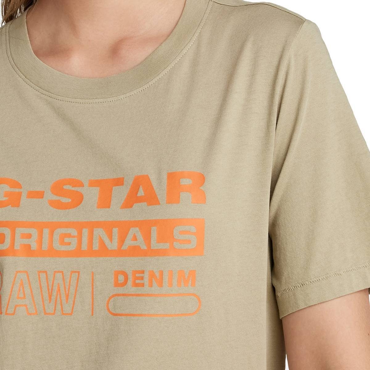 Grün - Damen Regular T-Shirt RAW T-Shirt Label Originals Moos) Fit (lt G-Star