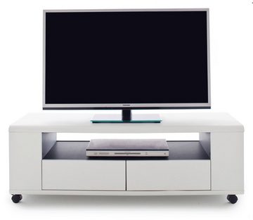 MCA furniture Lowboard Chessey (TV Unterschrank in weiß und schwarz, Breite 120 cm), auf Rollen, mit viel Stauraum