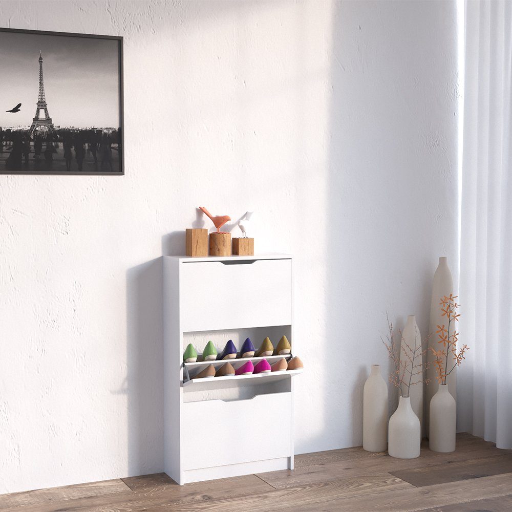 Vicco Schuhkipper Luca, Weiß/Weiß, 22 x 105 cm 3 Fächer (1 St)