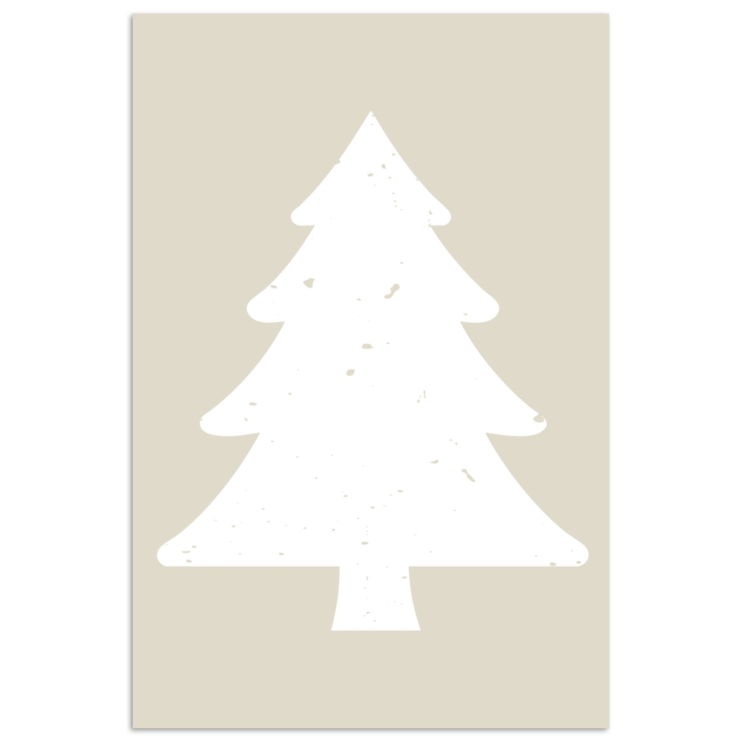 MuchoWow Poster Japandi - Weihnachtsbaum - Beige - Weihnachtsdekoration, (1 St), Poster ohne Rahmen, Wandbild, Wandposter, 20x30 cm