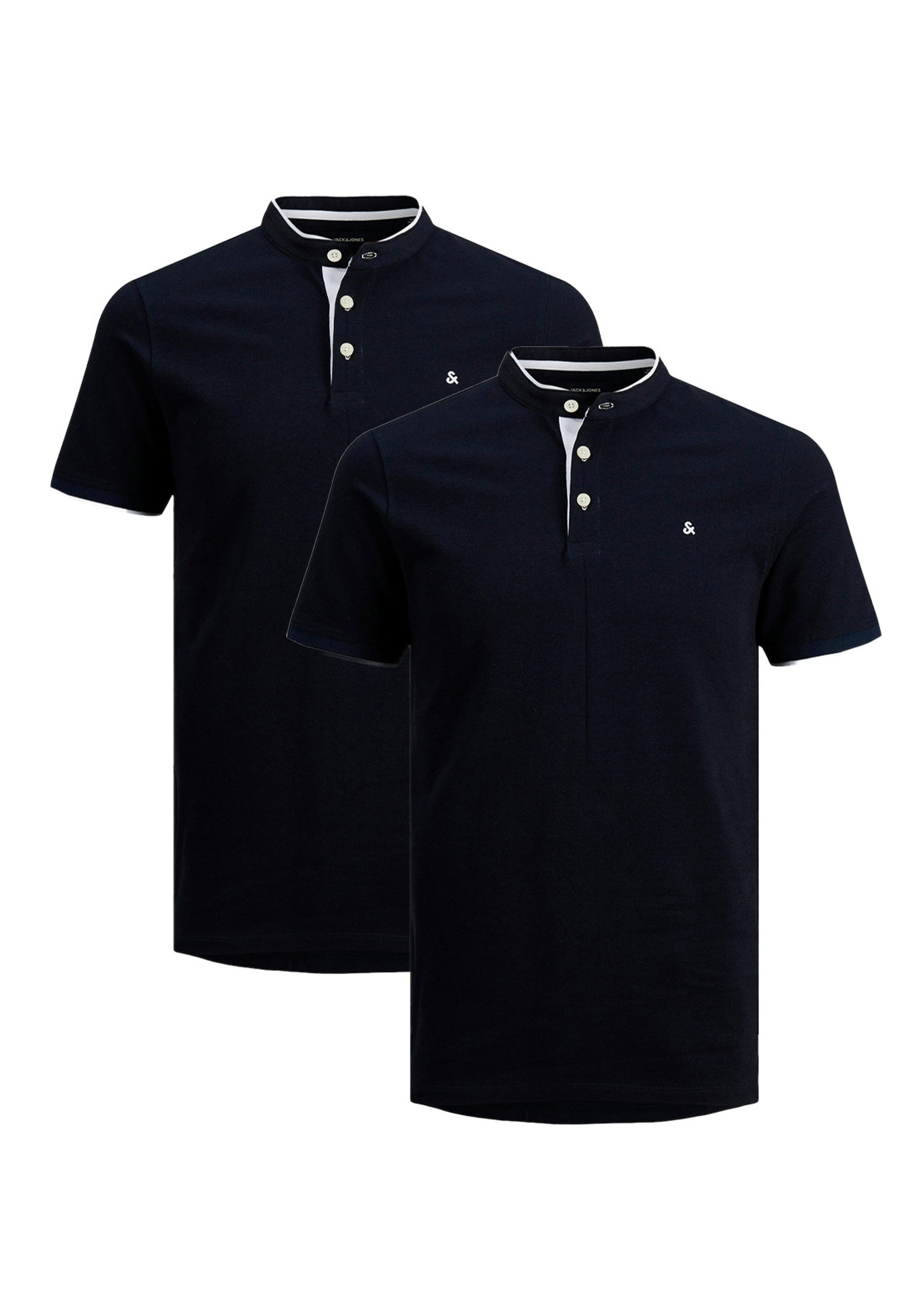 Jack & Jones Poloshirt 2er Pack Paulos Mao (Spar-Set, 2-tlg) Poloshirt - Baumwolle - Atmungsaktiv - Mit Knopfleiste
