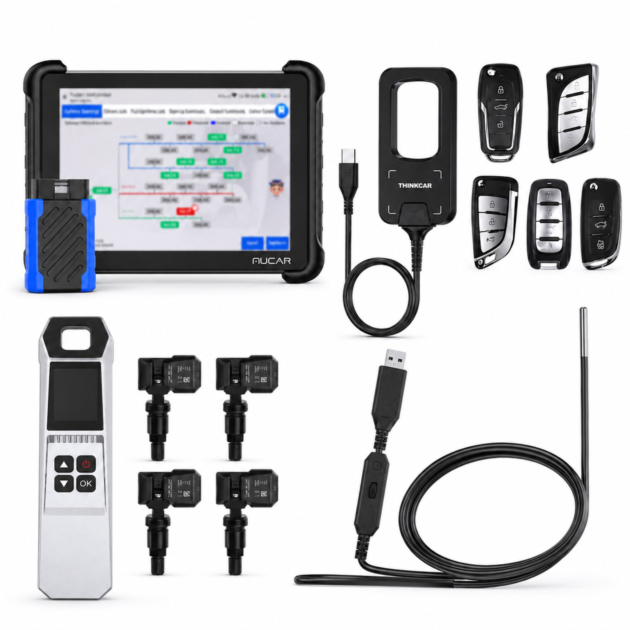MUCAR Kfz-Diagnosegerät Profi OBD2 Diagnosegerät J2534 ECU-Codierung 35+ Servicefunktionen, Komplett-Set, Profi-Set, Vollsystemdiagnose, J2534 Pass-Thru, ECU-Codierung