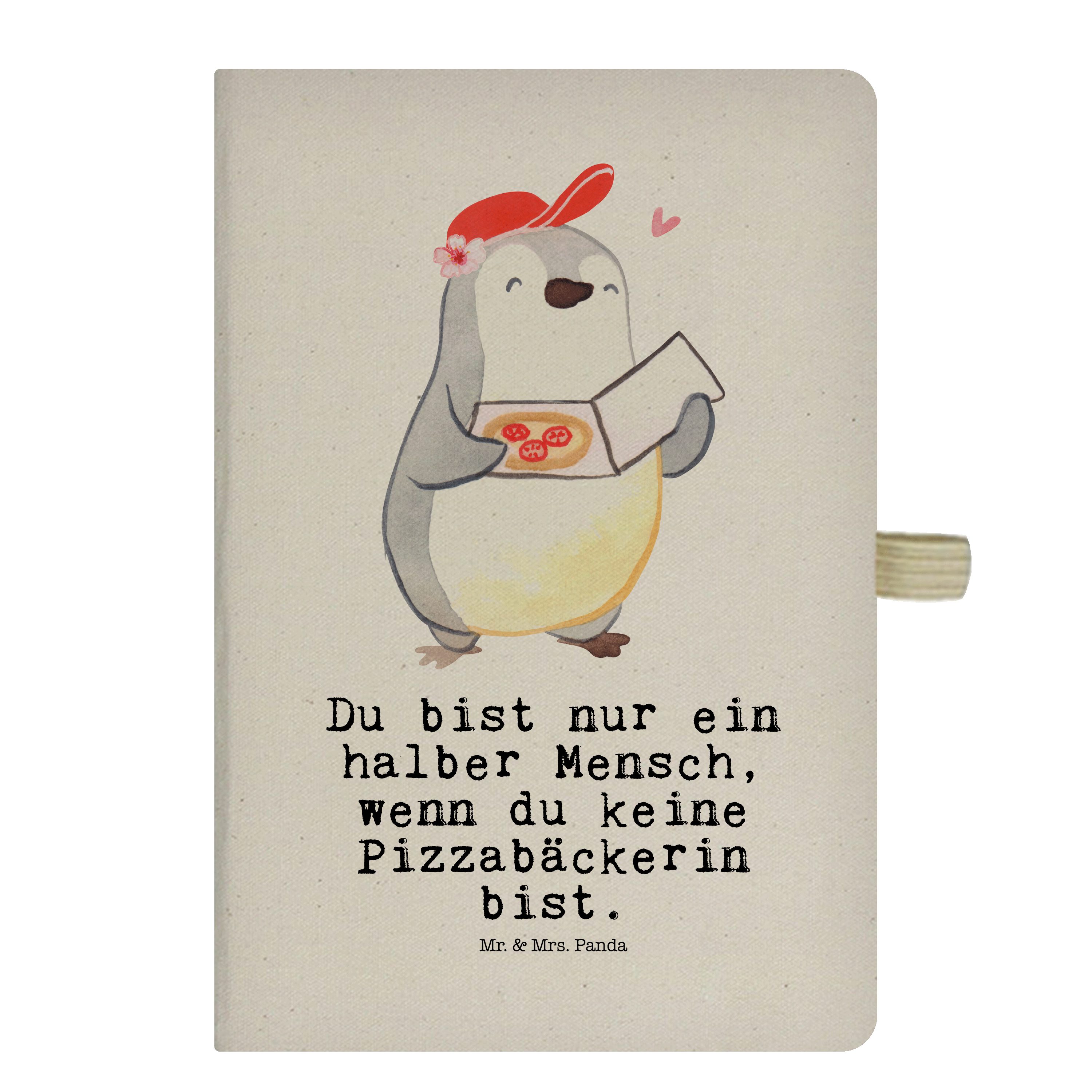 Mr. & Mrs. Panda Notizbuch Pizzabäckerin mit Herz - Transparent - Geschenk, Pizzabringdienst, Sc Mr. & Mrs. Panda