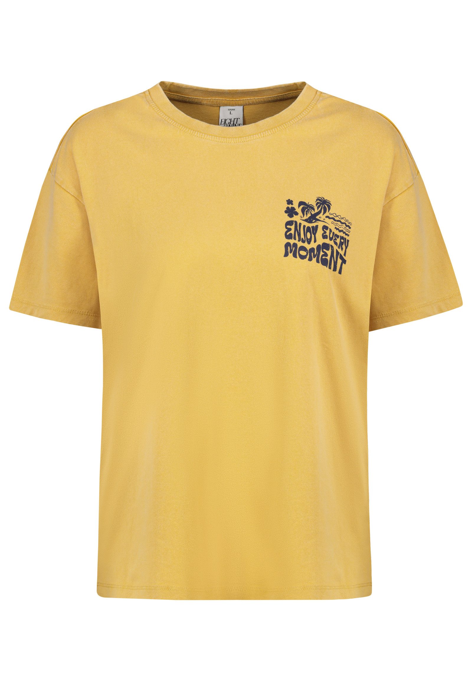 Eight2Nine T-Shirt Minimalistischer Sommerlook Großer für Damen (1-tlg) Baumwolle Normal Fit Rundhals Kurzarm Spruch atmungsaktiv