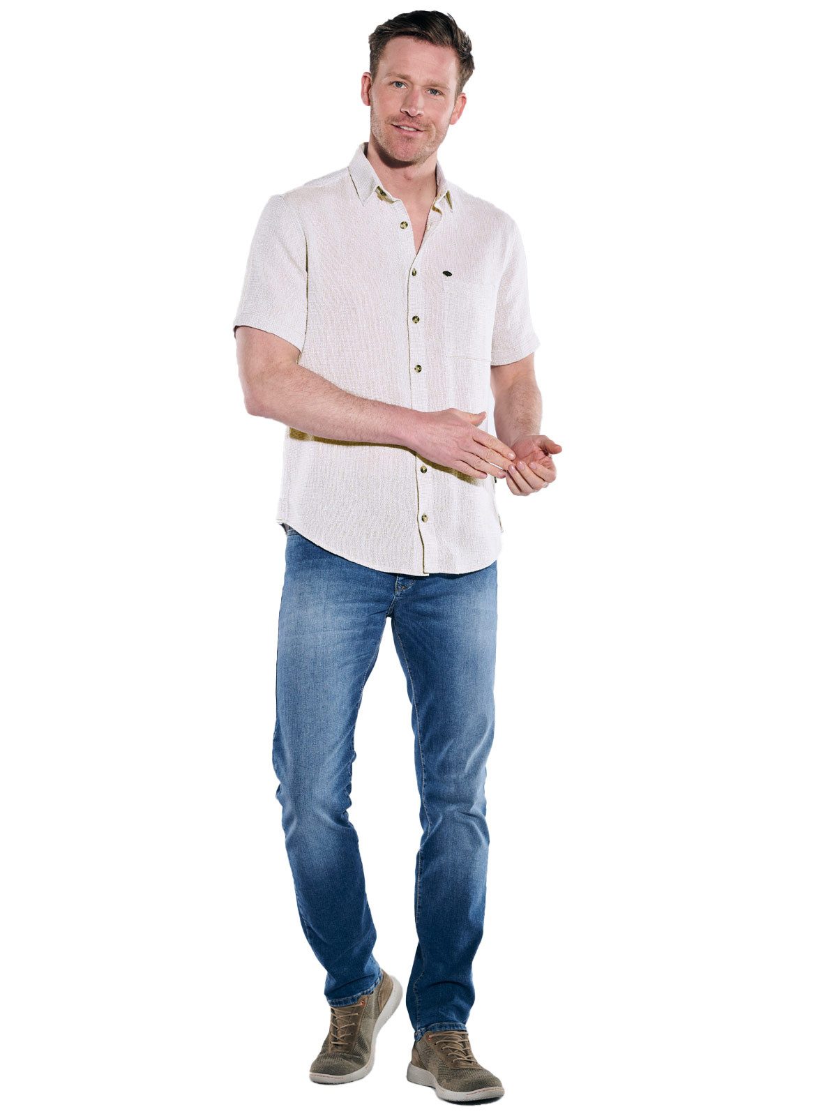 Engbers Kurzarmhemd Herren Kurzarm-Hemd uni, Braunbeige