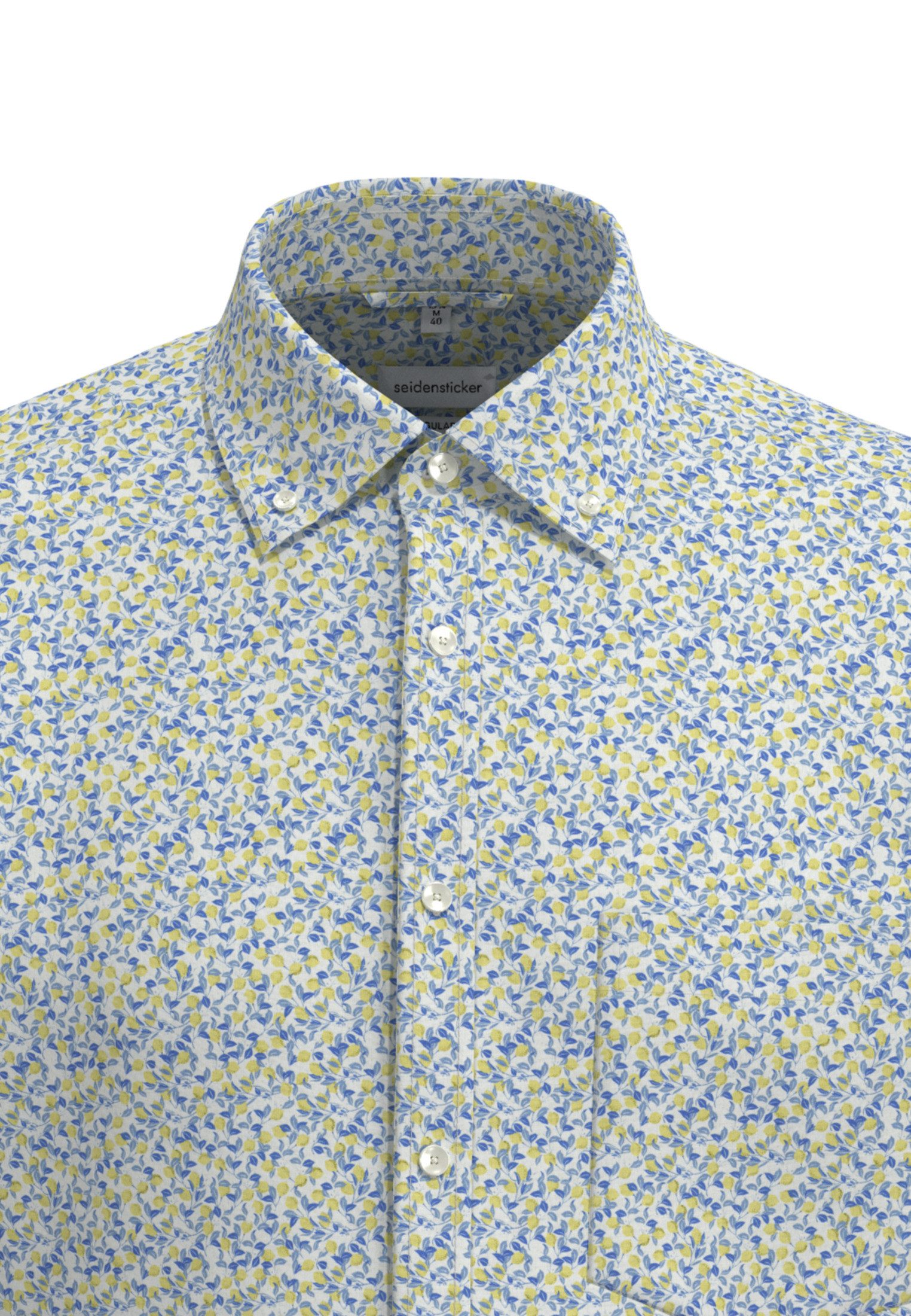 seidensticker Businesshemd Regular Regular 1/2 Button-Down-Kragen Druck