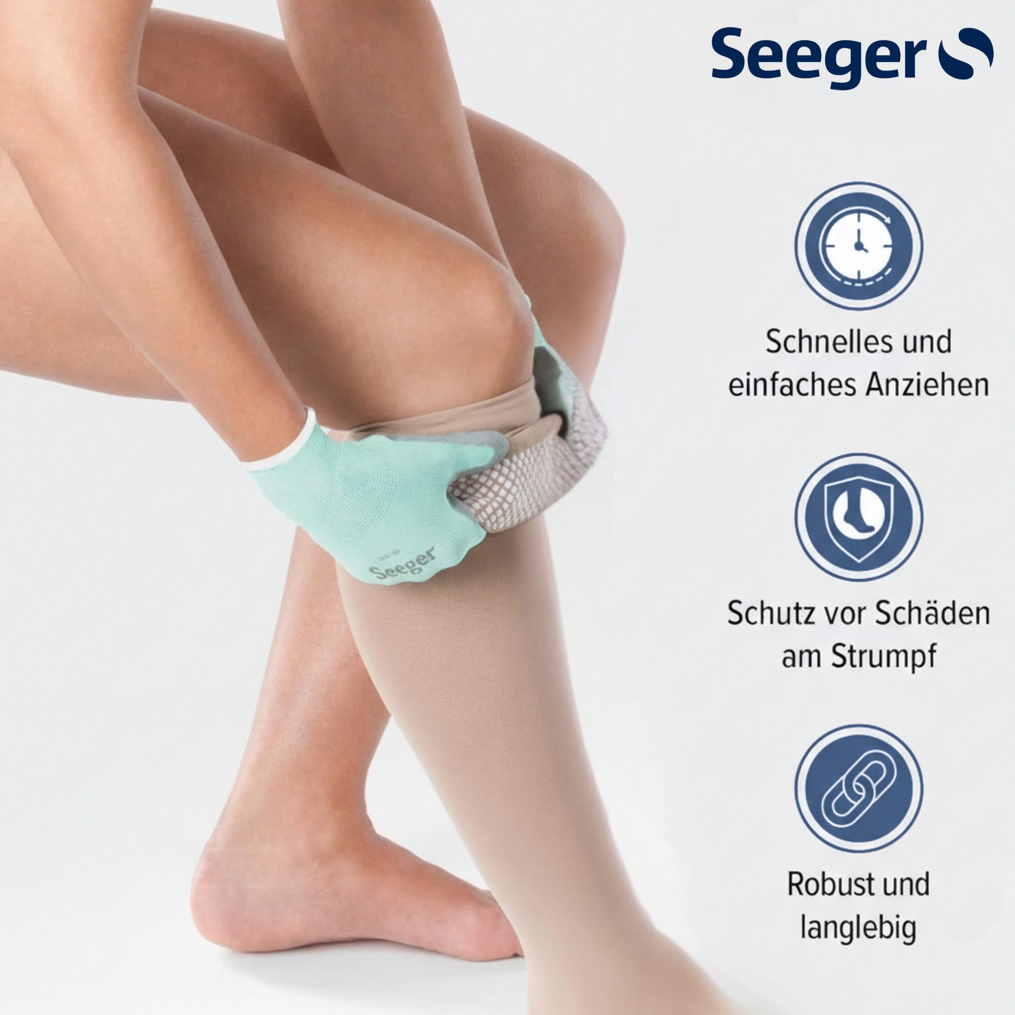 Seeger Gesundheitshaus Kompressionsstrümpfe Seeger Handschuhe/Anziehhilfe für medizinische Kompressionsstrümpfe (Packung, griffige Handschuhe für Kompressionsst – Bild 2 von 5