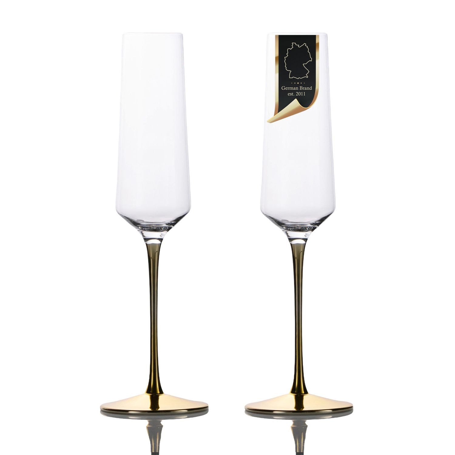 Intirilife Champagnerglas, 2-tlg., Glas, Champagner Sekt Glas Set 200ml Prosecco Kristallglas