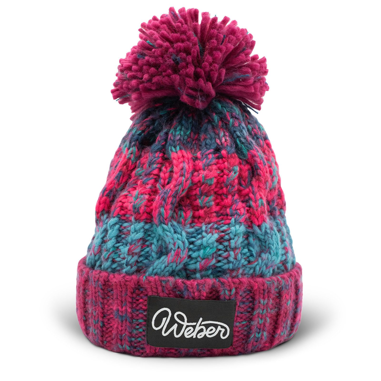 Weber GmbH Bommelmütze Weber Wintermütze mit Bommel Strickmütze Pink Unisex Damen Herren (1-St) Shearling bietet optimale Wärme für Ohren und Stirn