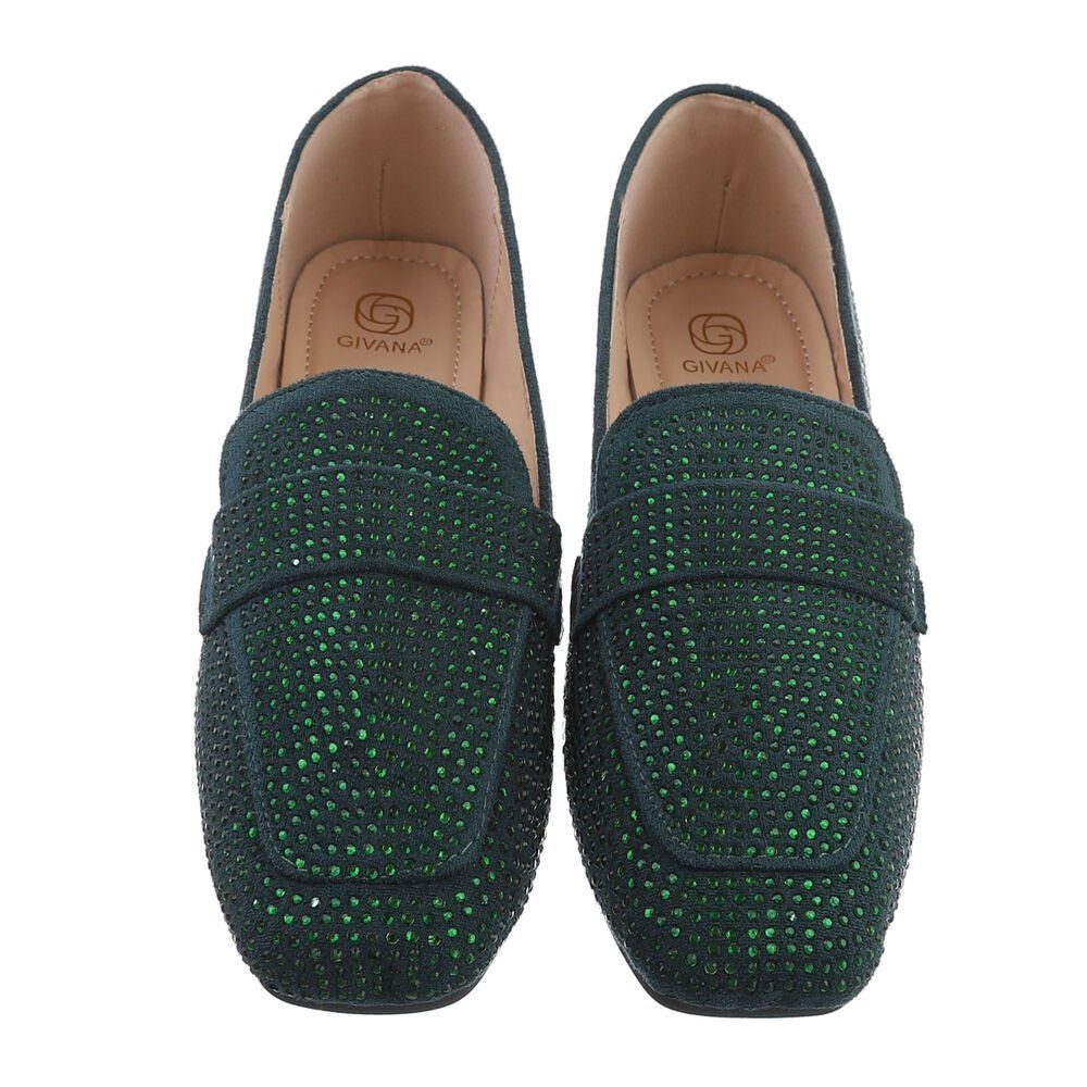 Blockabsatz Slipper Grün in Mokassins Elegant Mokassins Damen Ital-Design