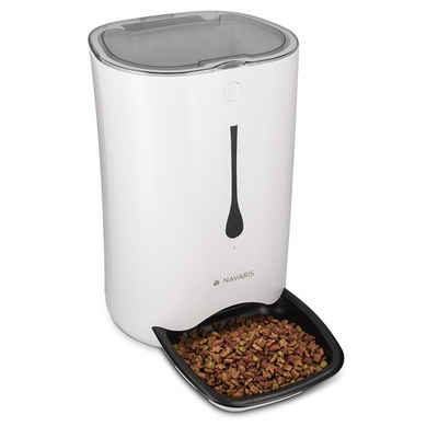 Navaris Futterspender, Automatischer Futterautomat mit Timer - 6L mit bis zu 4 Mahlzeiten am Tag und akustischer Benachrichtigung - für Hund und Katze