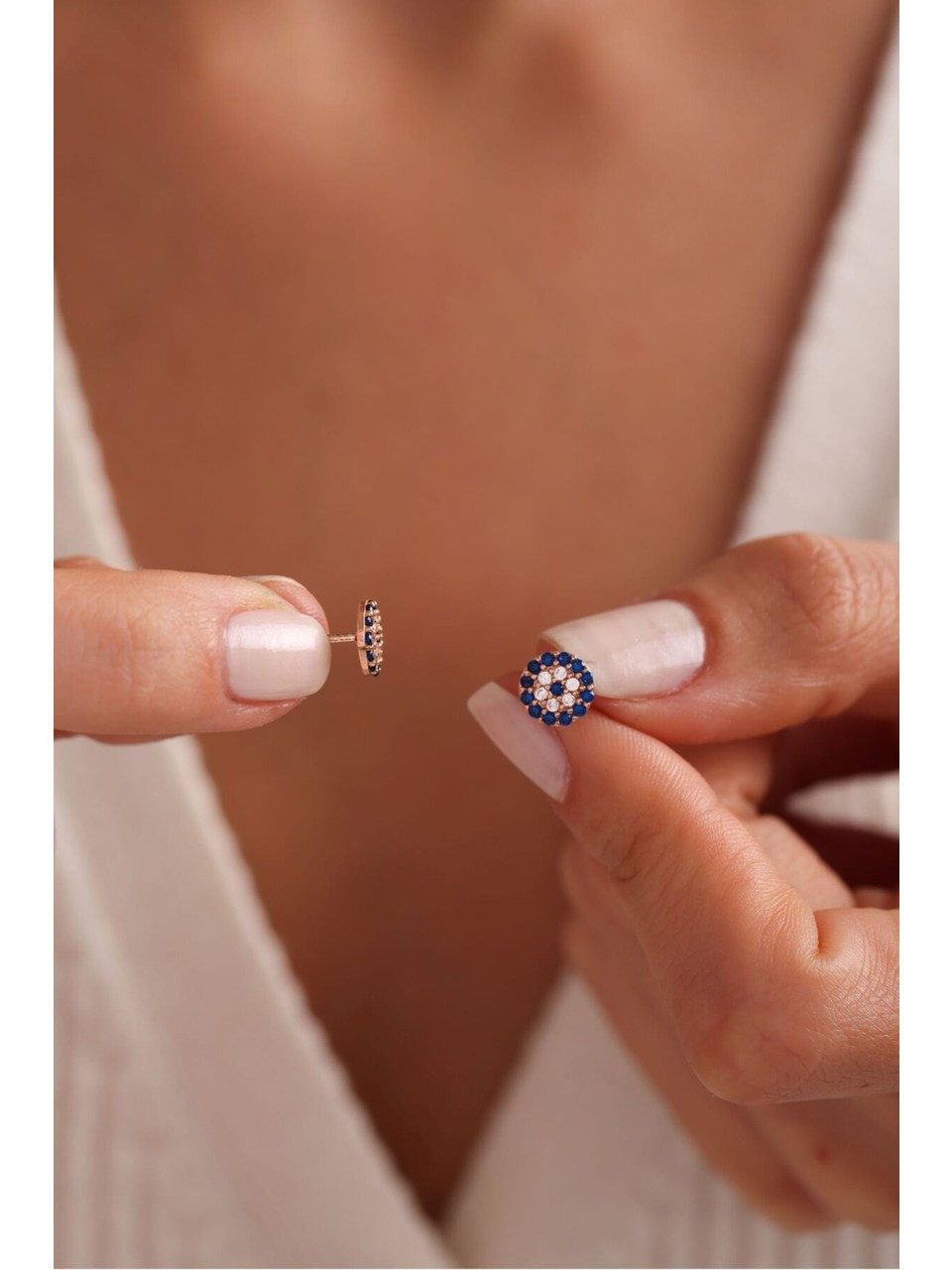 Nisan Ohrring-Set, Ohrstecker – 925 Sterling Silber, Minimal Nazar Design m günstig online kaufen