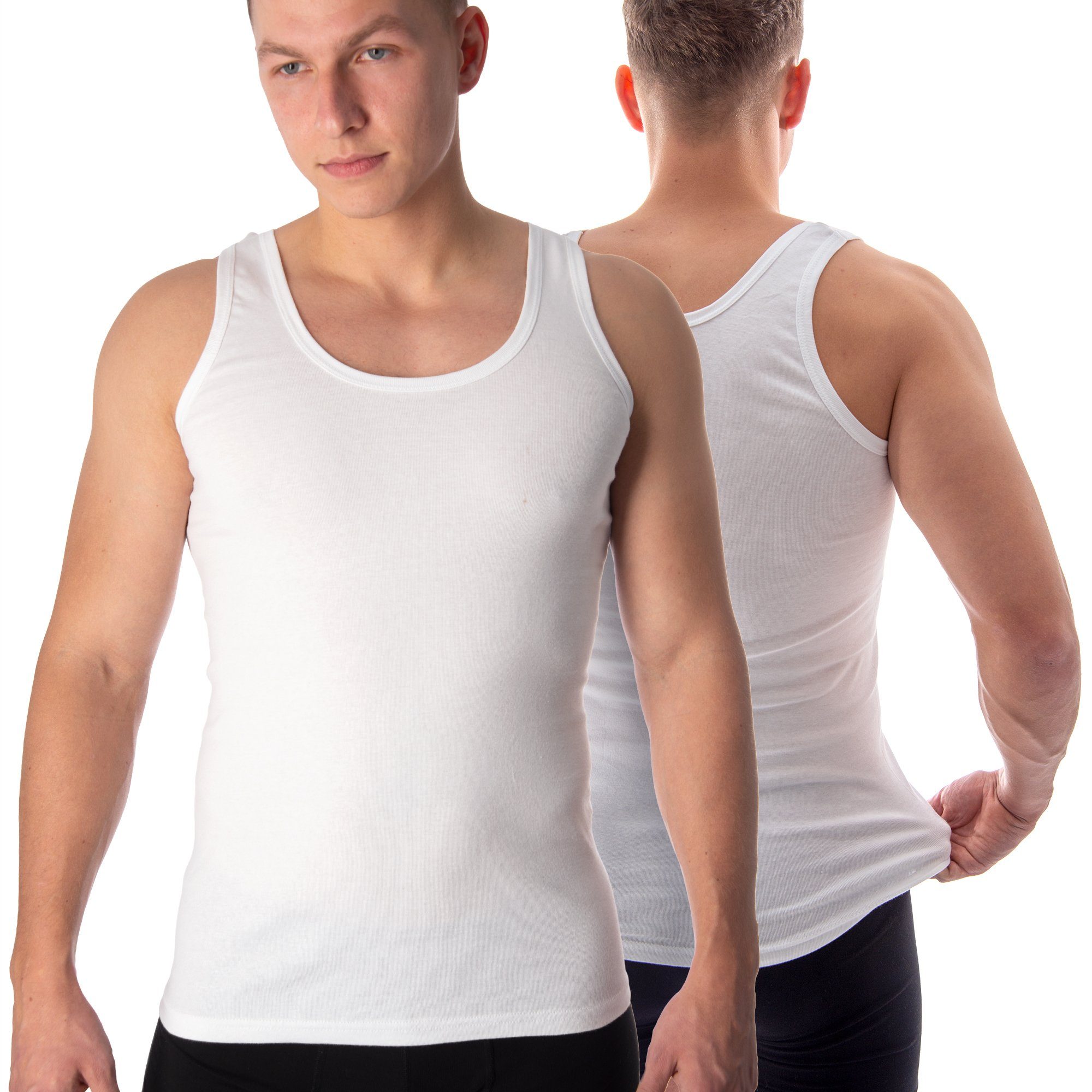 beliebte Produkte Black Snake Weiß ohne (4-St) Achselhemd Set Feinripp classic Seitennähte Unterhemd