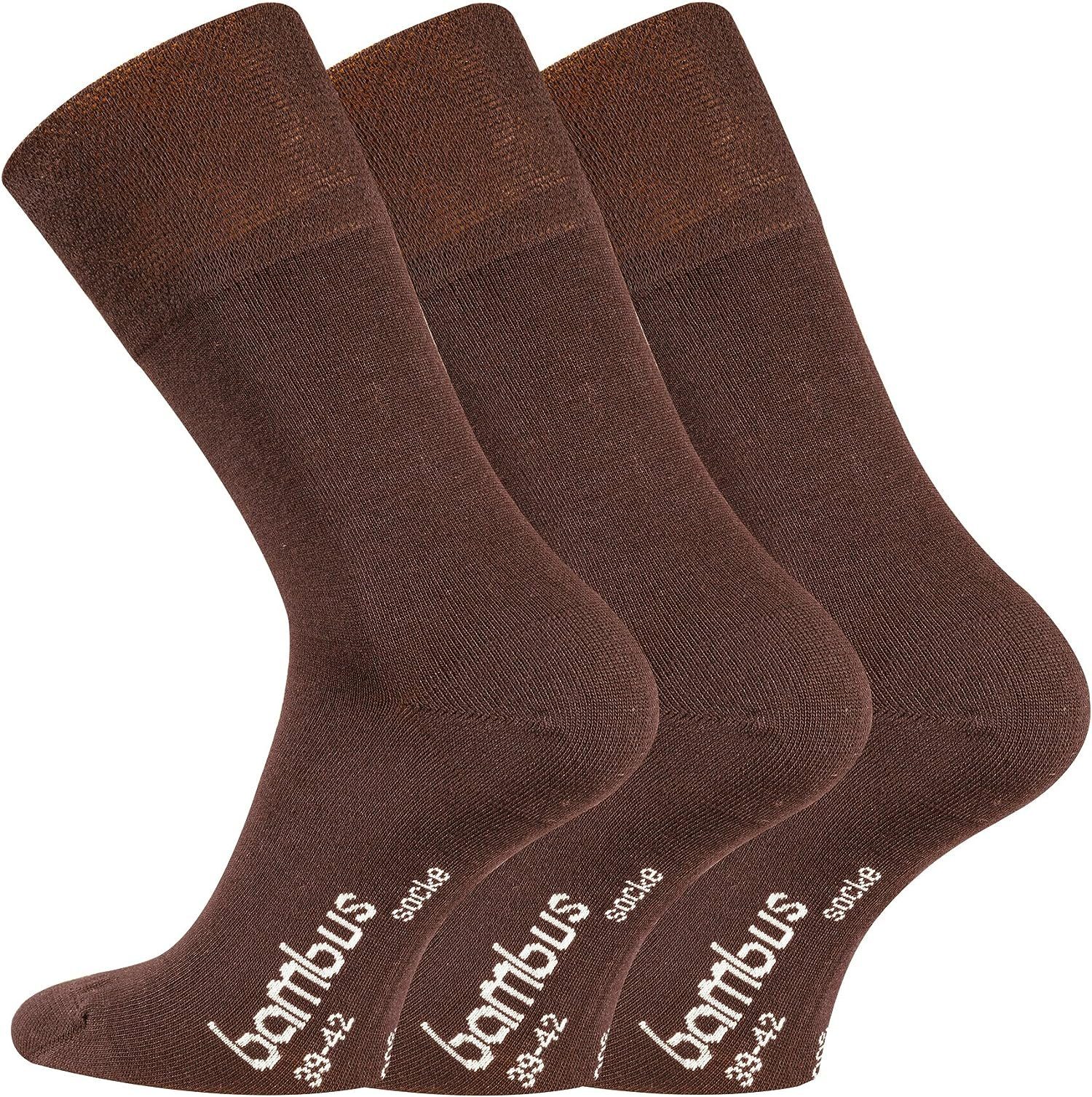 TippTexx 24 Komfortsocken DIE Socken, Bambussocken Paar Dunkelbraun Gummidruck 6 ohne Bambus Geruchs-Killer