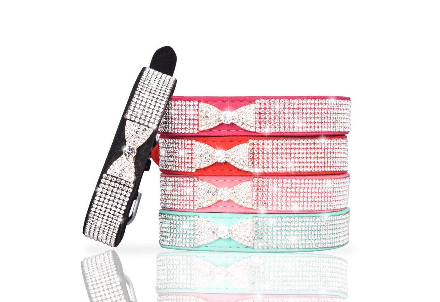 Thumbnail - BYSURE Hunde-Halsband, Haustierhalsband mit Strasssteinen