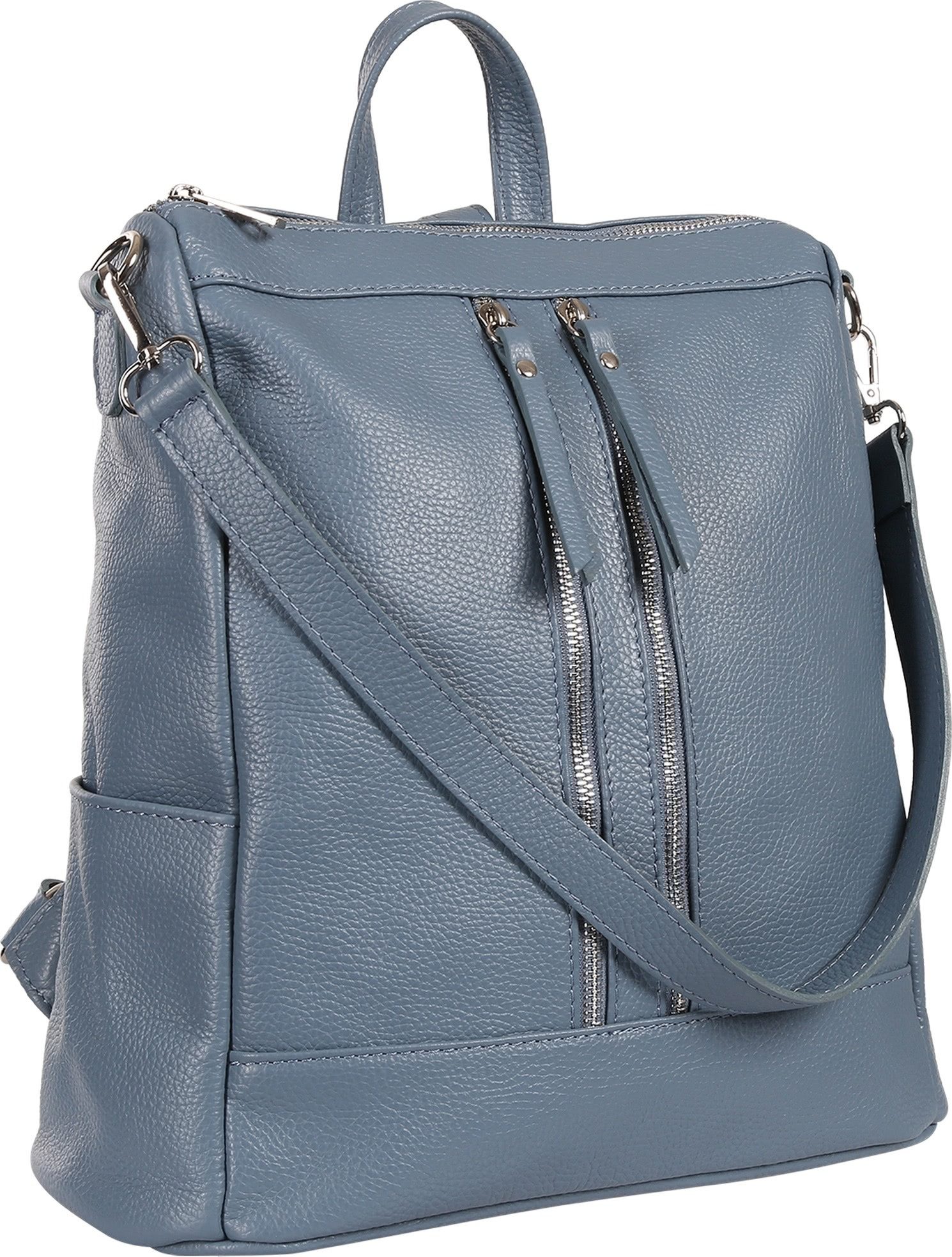 Toscanto Cityrucksack Toscanto Damen Cityrucksack Leder, Damen Leder Cityrucksack, taubenblau ca. 30cm