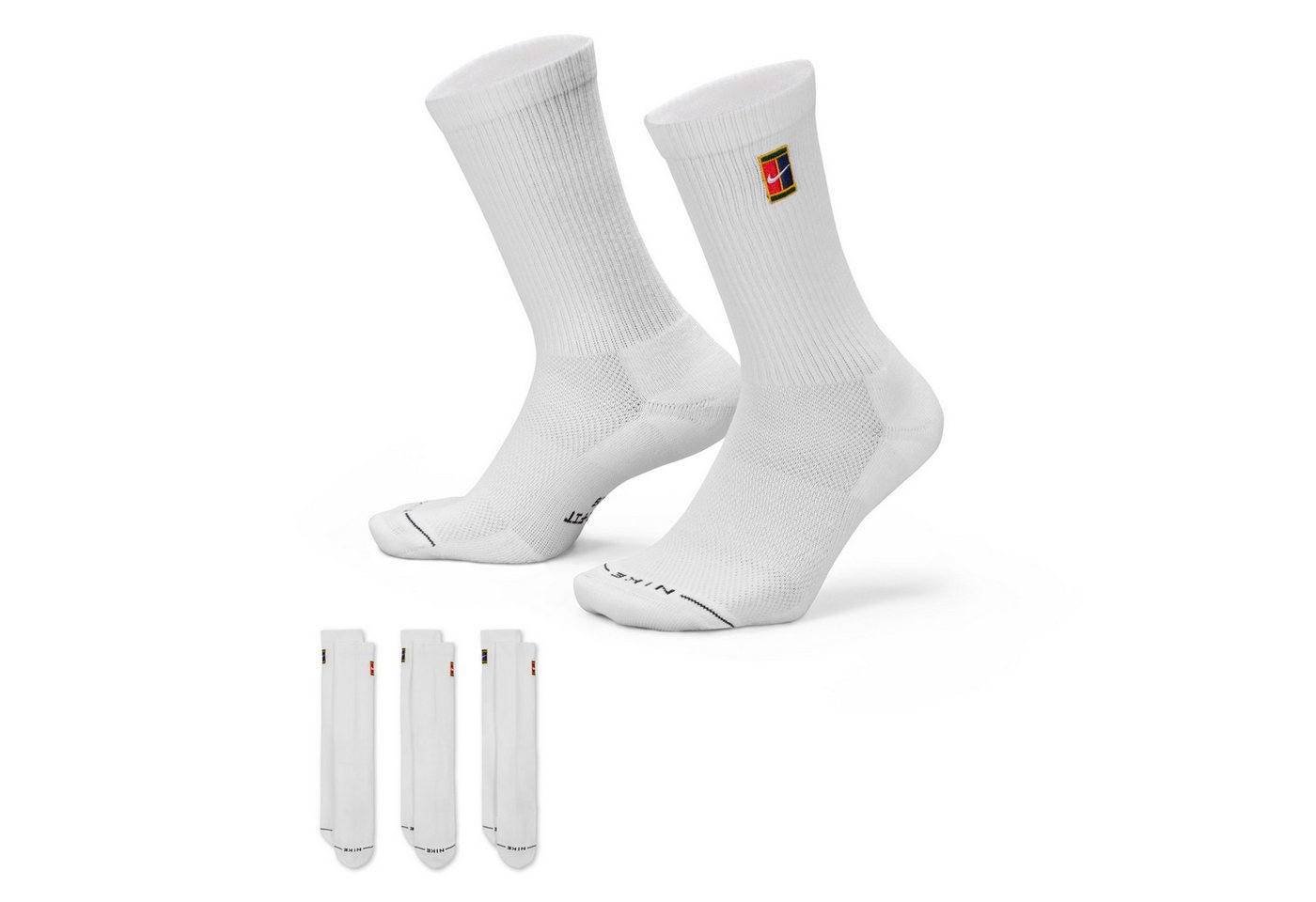 Nike Sportsocken U NK ED ELVD CRW 3P TENNIS 144 im praktischen 3er-Set, für Erwachsene, formstabil, mit flexiblem Sitz