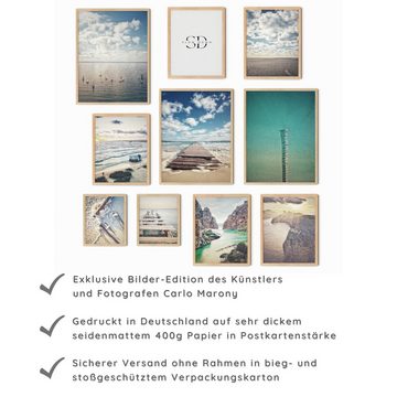 murimage® Poster murimage® Premium Poster Set OHNE Bilderrahmen 10 Poster (3x DINA3, 5x DINA4, 2x DINA5) Remote Work Holiday Entspannung Natur See Mittelmeer Retreat »Slow Down«