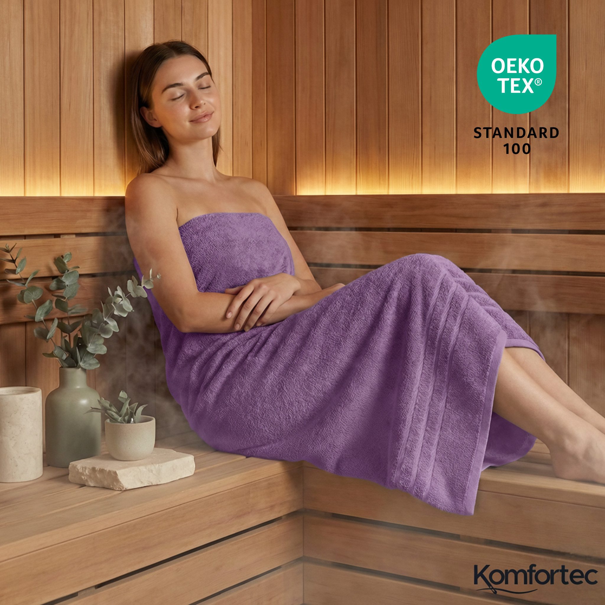 Komfortec Saunatuch Frotte aus 100% Baumwolle, Frottee (Packung, 2-St), 80x200 Saunatücher set XXL, Weich, Schnelltrocknend – Bild 5 von 5