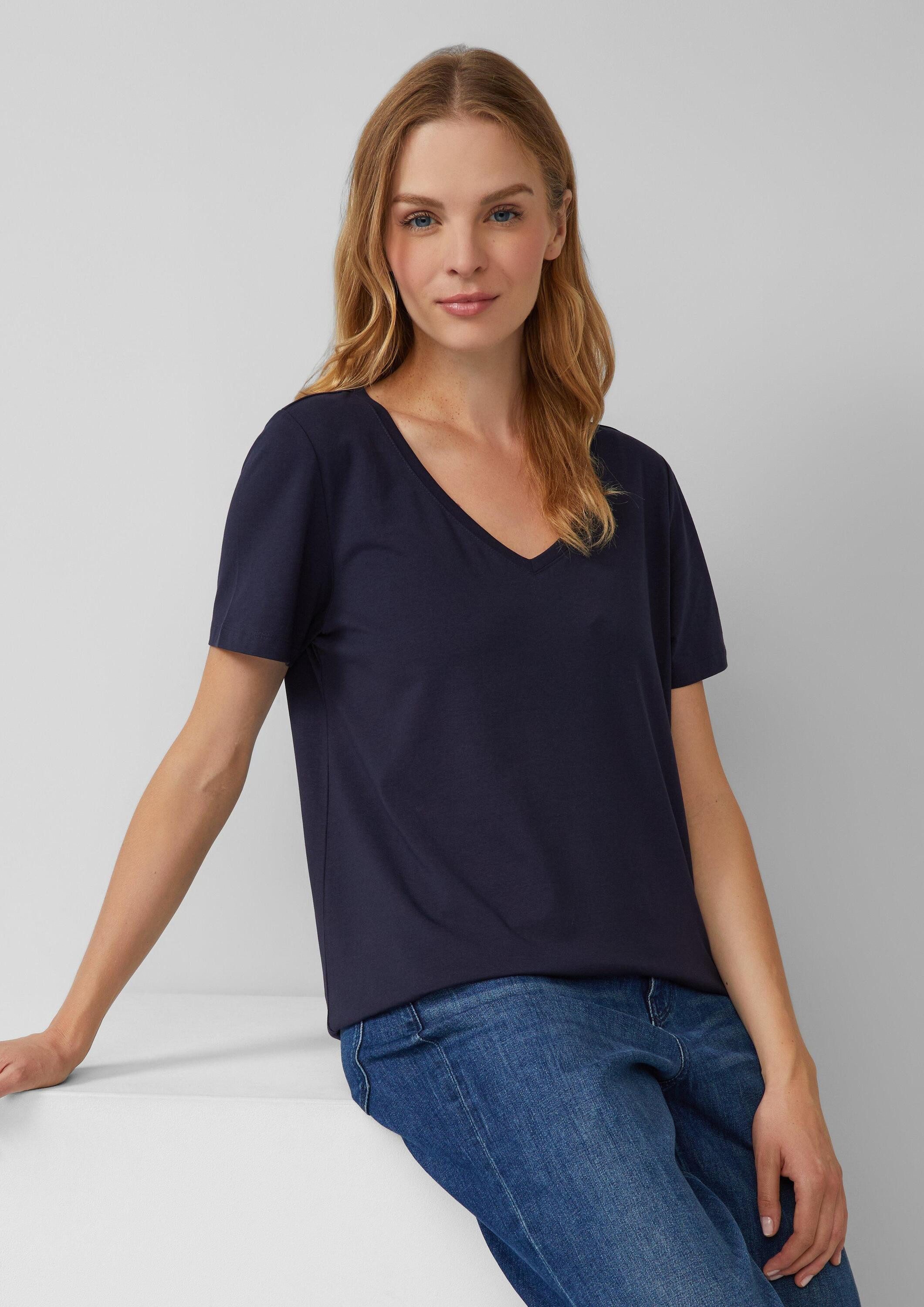 s.Oliver Kurzarmshirt T-Shirt T-Shirt mit V-Ausschnitt