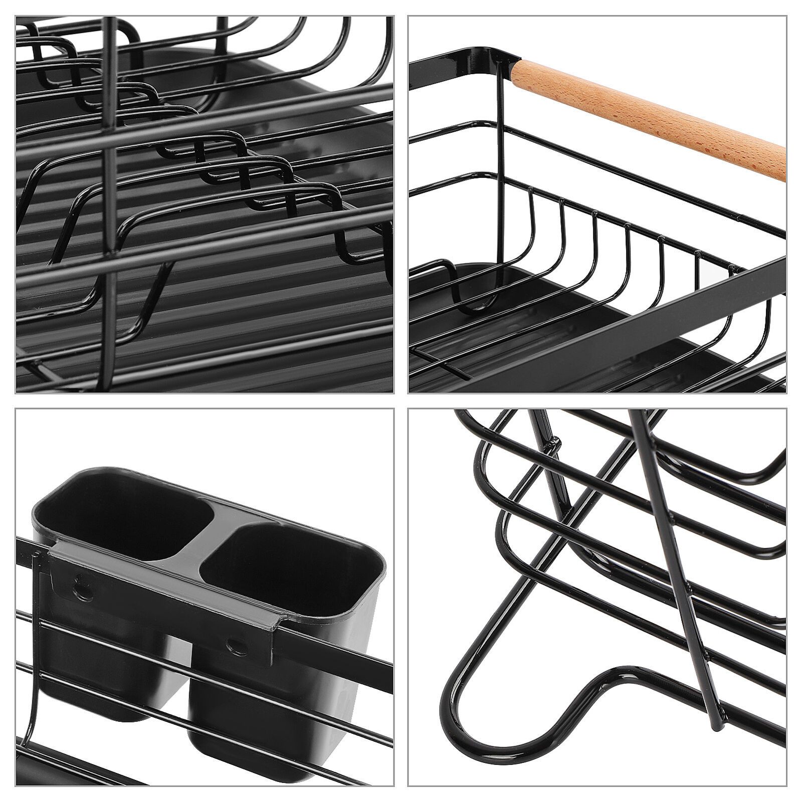 Youyijia Küchenorganizer-Set Geschirr Abtropfgestell Schwarz Matt Metall Ge günstig online kaufen