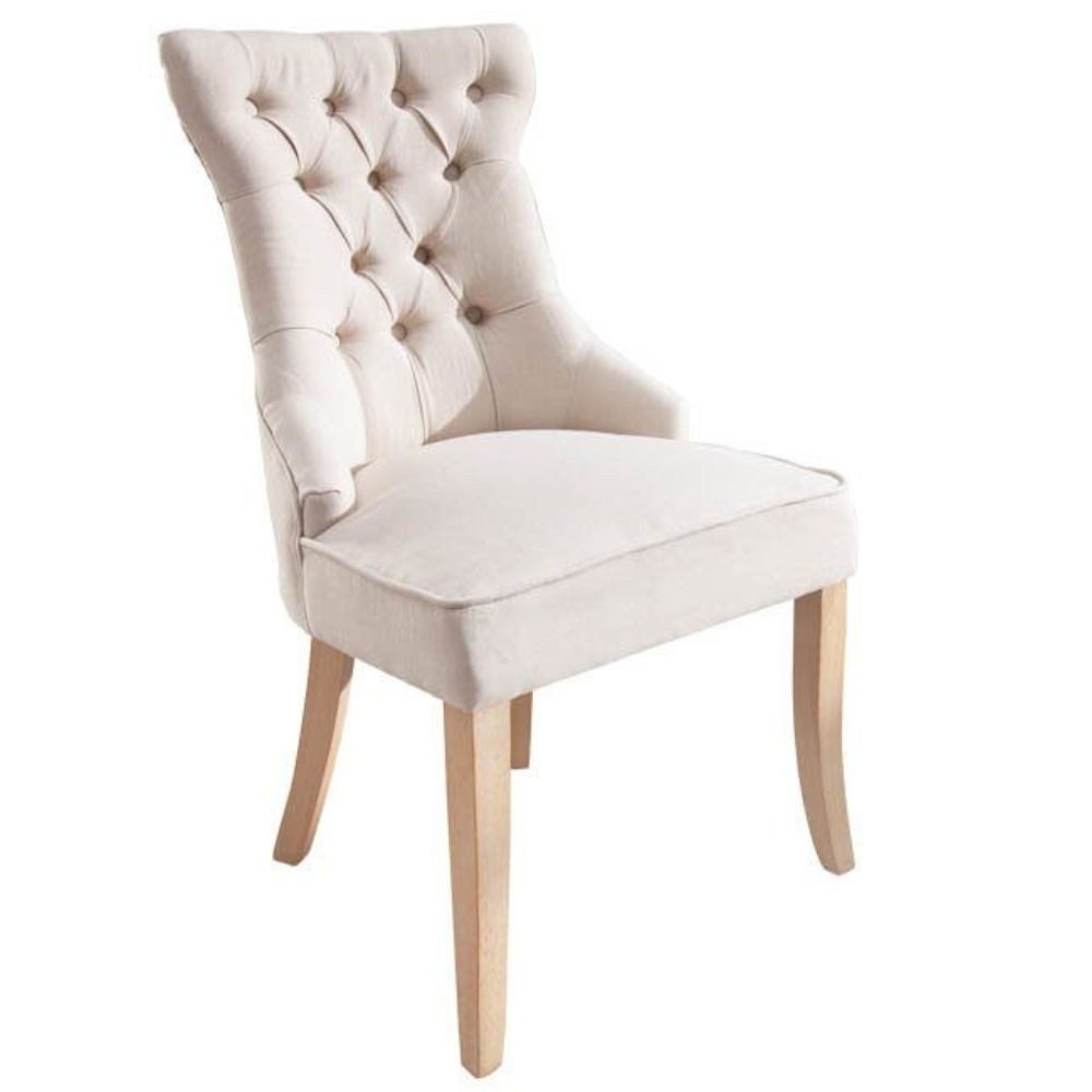 LebensWohnArt Stuhl Edler Stuhl MODAN beige Leinen mit Komfortgriff