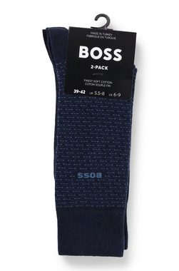 BOSS Businesssocken 2P RS Minipattern CC (Packung, 2-Paar, 2er) mit Logoschriftzug