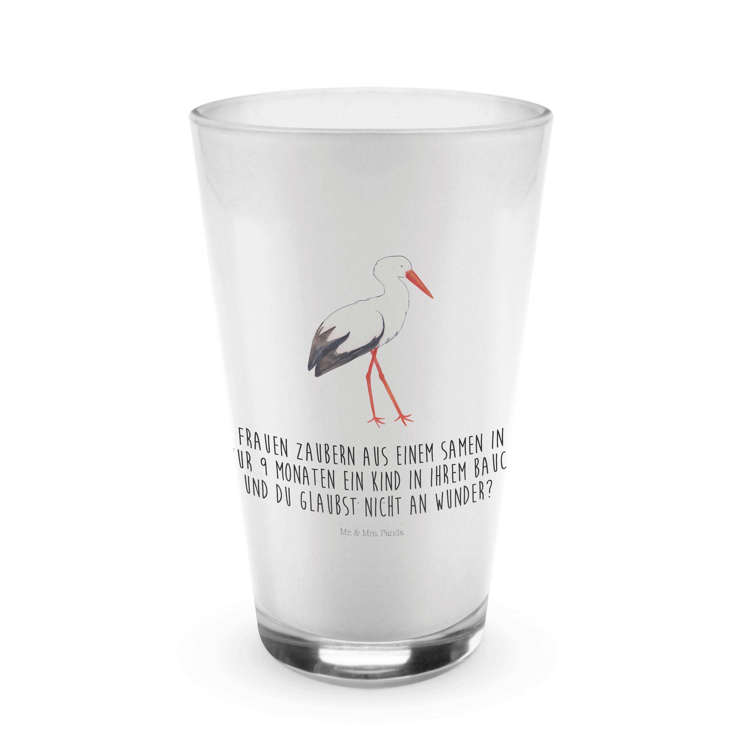 Mr. & Mrs. Panda Glas Storch - Transparent - Geschenk, Gute Laune, Latte Macchiato, lustige, Premium Glas | Gläser