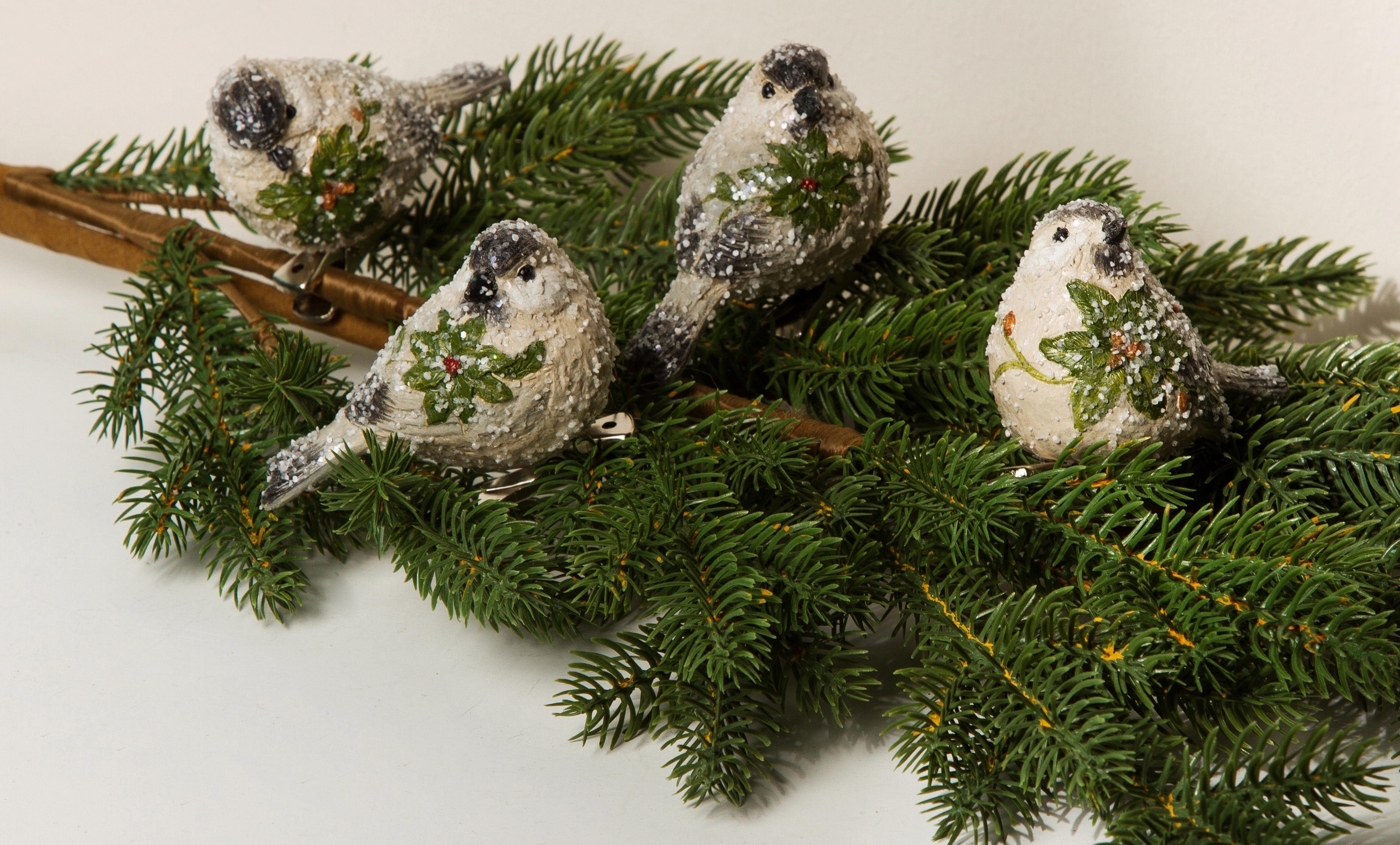 Home affaire Weihnachtsbaumklammer Vögel, Weihnachtsdeko, Christbaumschmuck (4-tlg), mit Schneeglitter – Bild 3 von 3