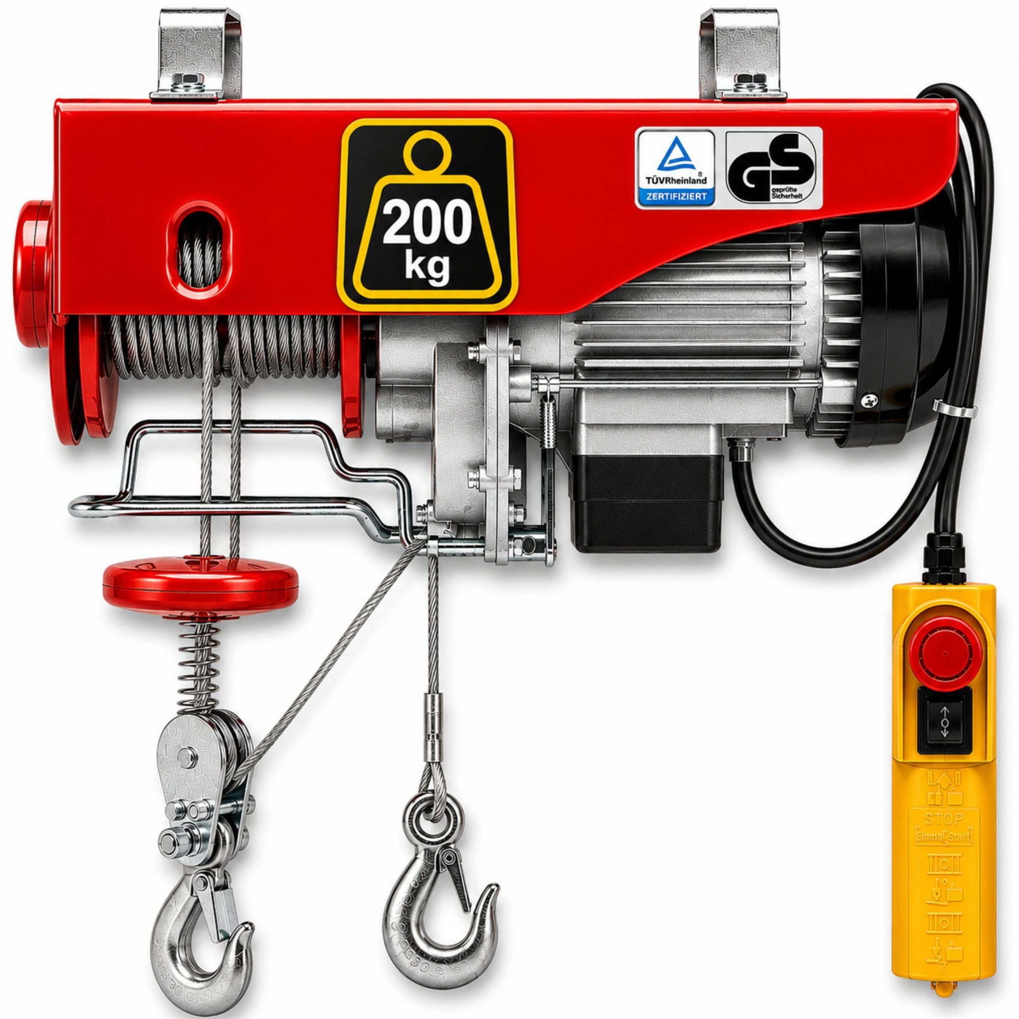 Arebos Seilwinde 500 W, 230 V, 100-200 kg Hubhöhe bis 12 m, mit Fernbedienung, Einsatzbereich: ideal für Werkstatt, Garage oder Bau