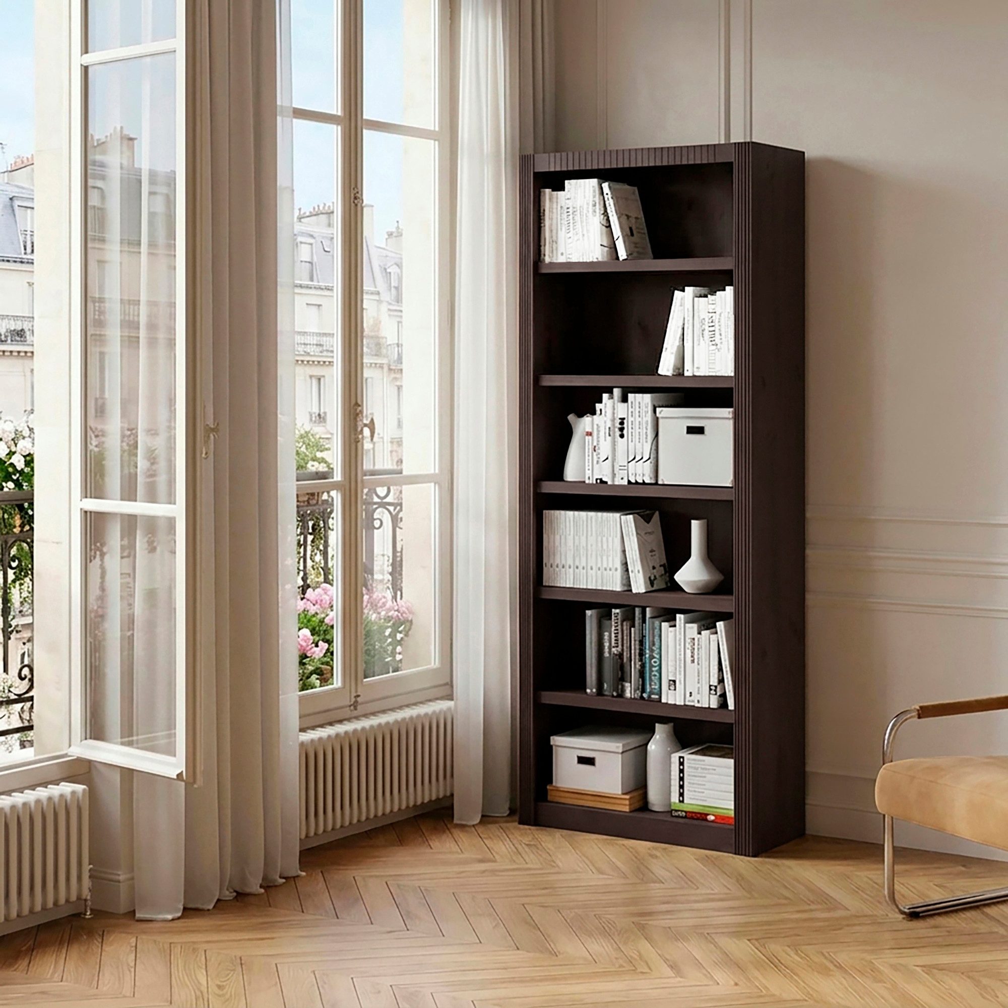 OTTO home Standregal Bergen Bücherregal mit 5 Einlegeböden und einer natürlichen Maserung, aus massivem Kiefernholz mit 6 Fächern, 82,5cm …