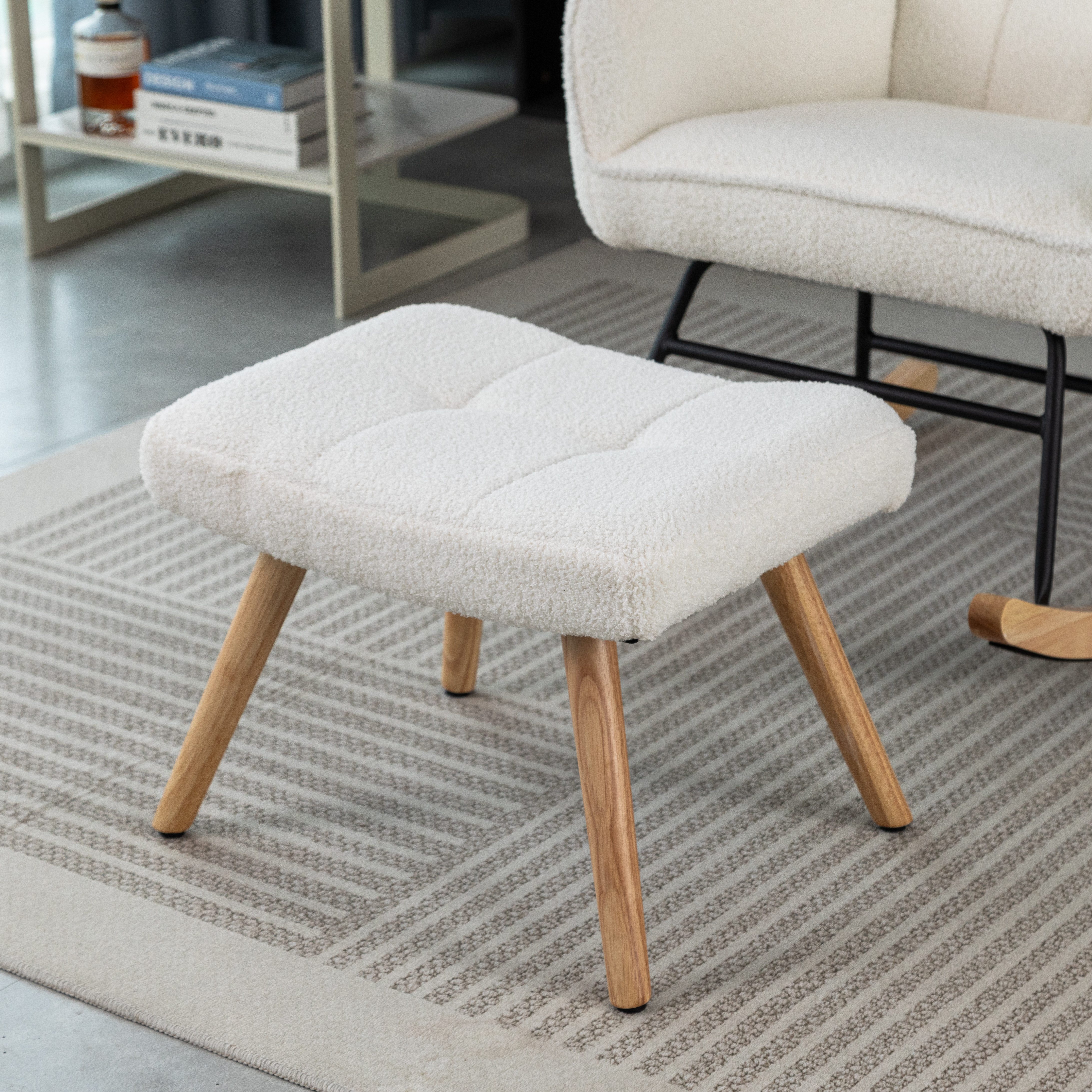IDEASY Loungesessel Bequemer Schaukelstuhl, 93 cm hoch, Sitzbreite 43 cm – (inklusive 1 Fußstütze (49*38*37 cm) und 1 Lendenkissen), mit Relaxfunktion