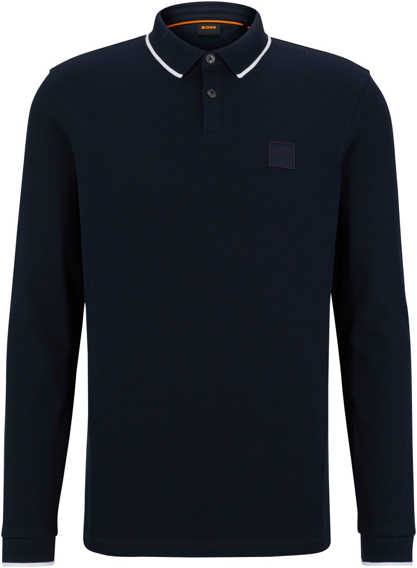 BOSS ORANGE Poloshirt Passertiplong in Dark feiner Blue Baumwollqualität