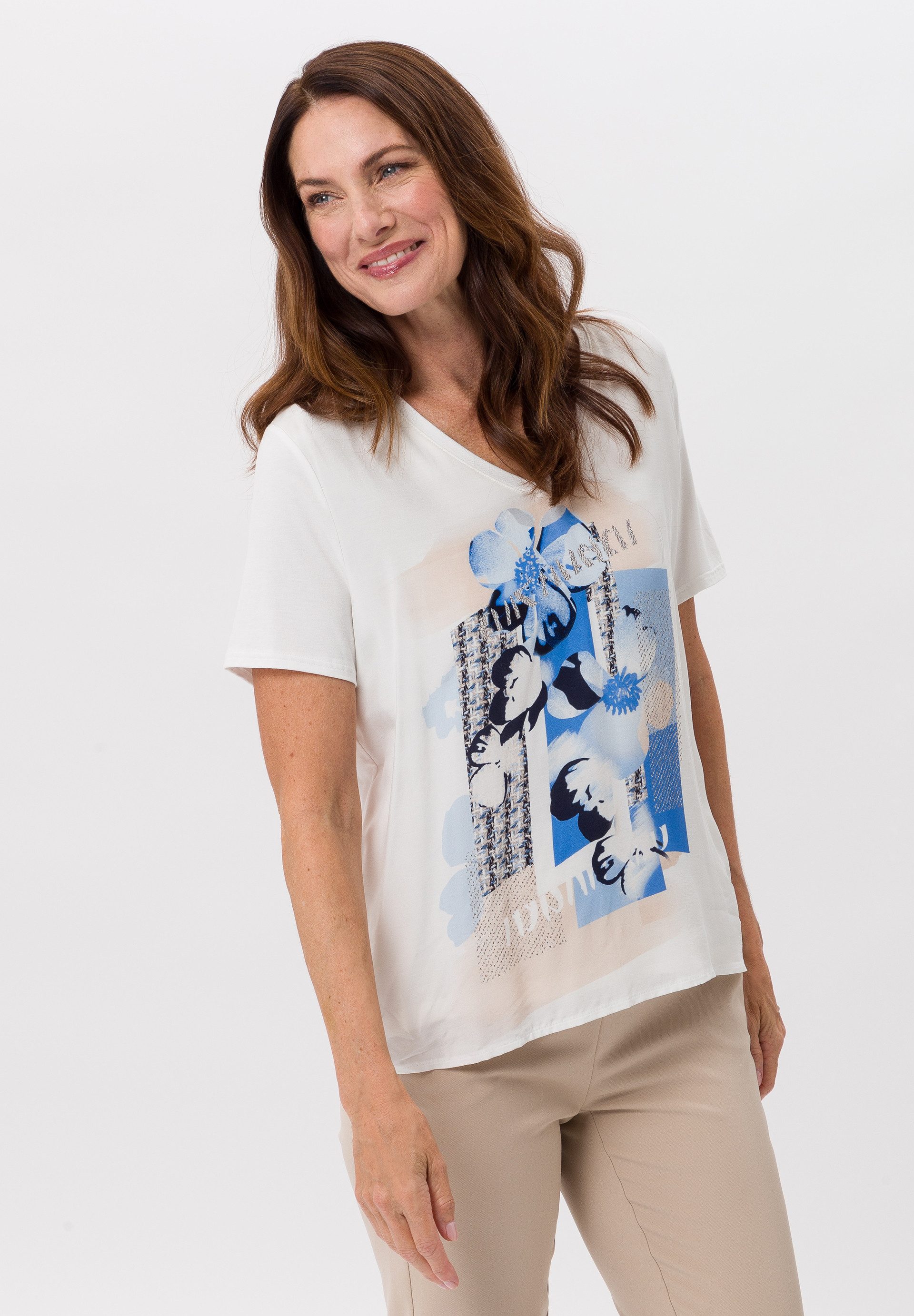 FRANK WALDER Blusenshirt mit modischem V-Ausschnitt günstig online kaufen