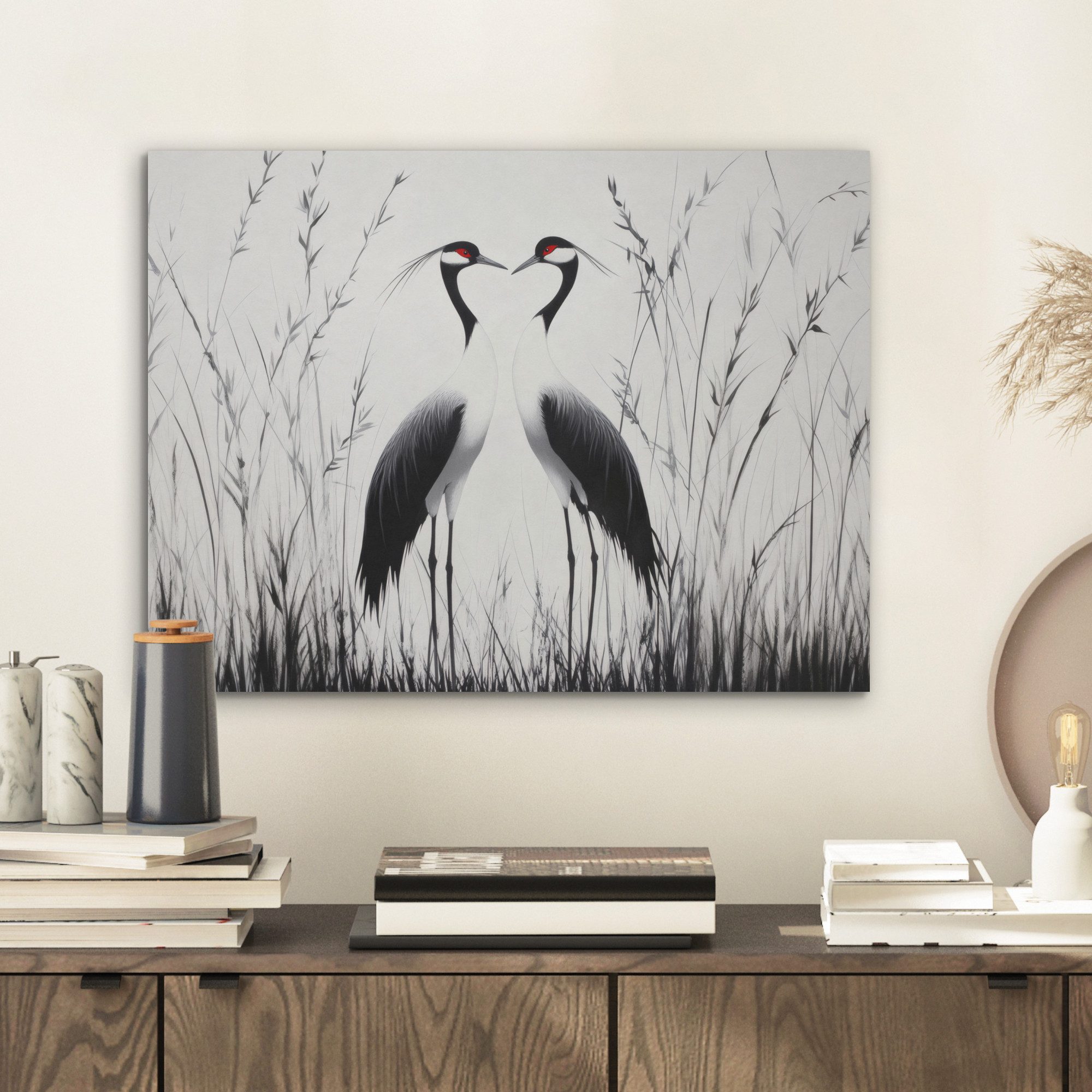 MuchoWow Gemälde Kranich - Gras - günstig online kaufen