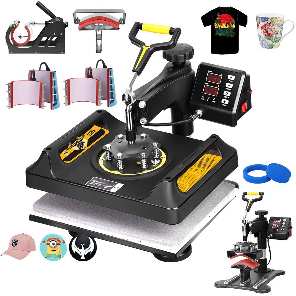 XERSEK Bügelsystem Transferpresse 8 in 1 30*38cm Mulitifunktional