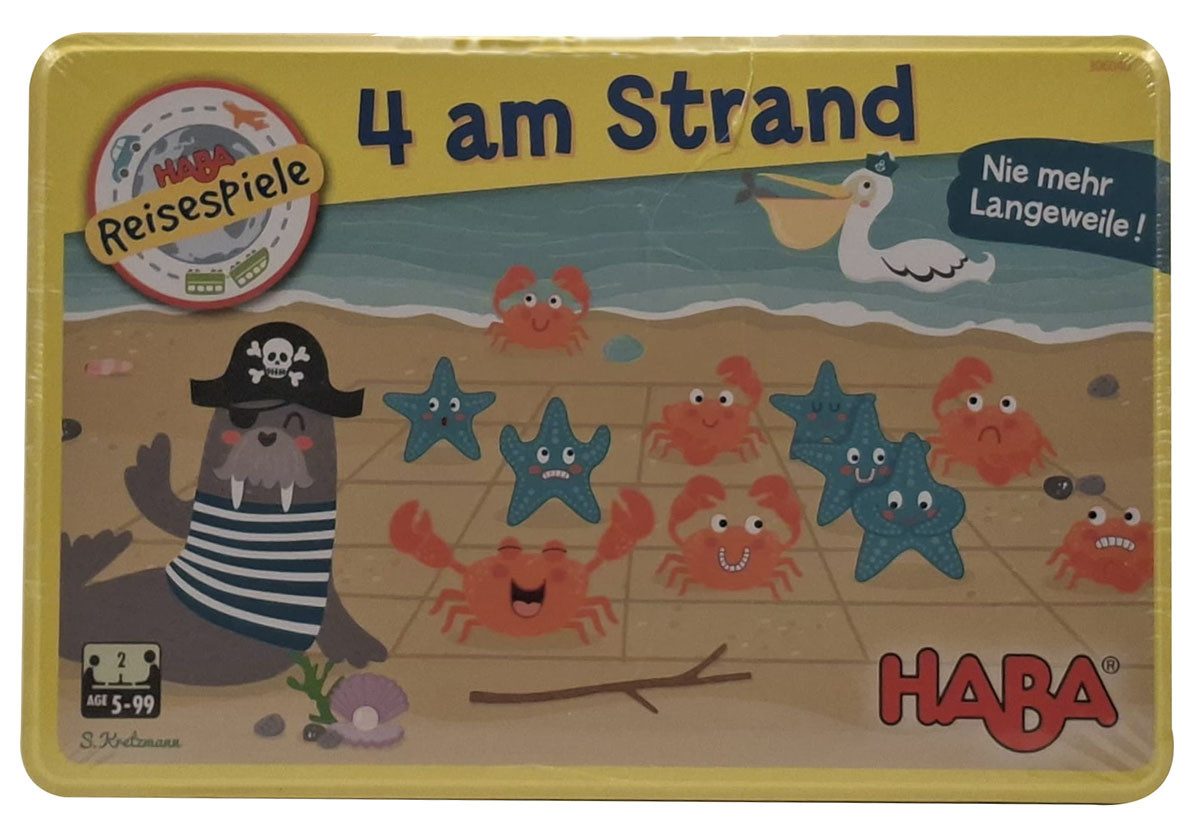 Haba Spiel Haba 306040 Reisespiel - 4 am Strand - Kinderspiel, Strategiespiel, 4 am Strand